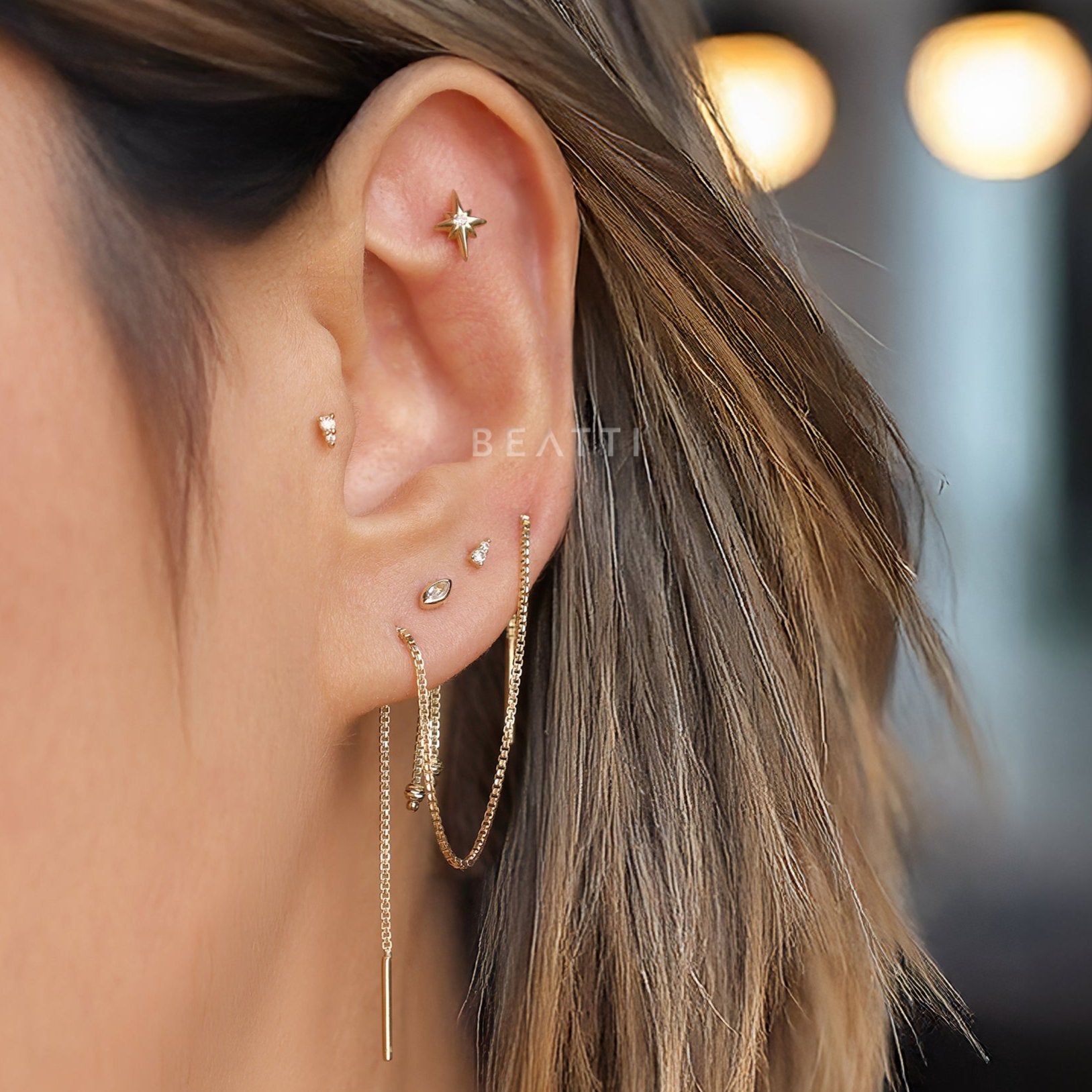 Bitsy • Tiny Double CZ Internally Threaded Flatback Stud