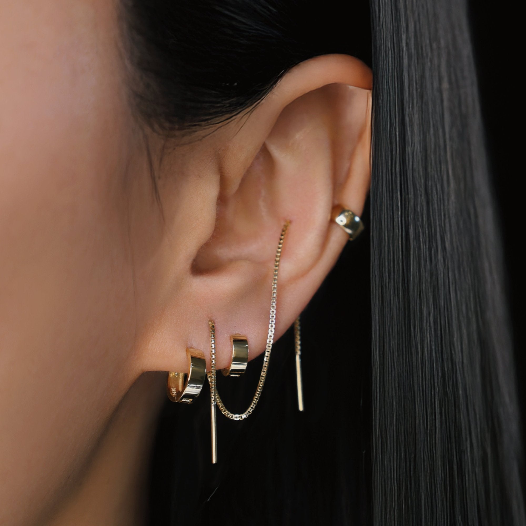 14K Gold Bold Flat Hoop Earring • 6mm / 8mm