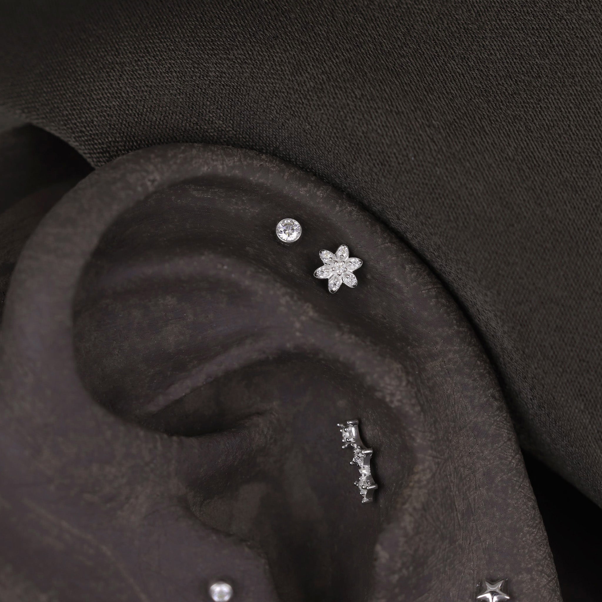 Tiny Bezel CZ Flat Back Stud