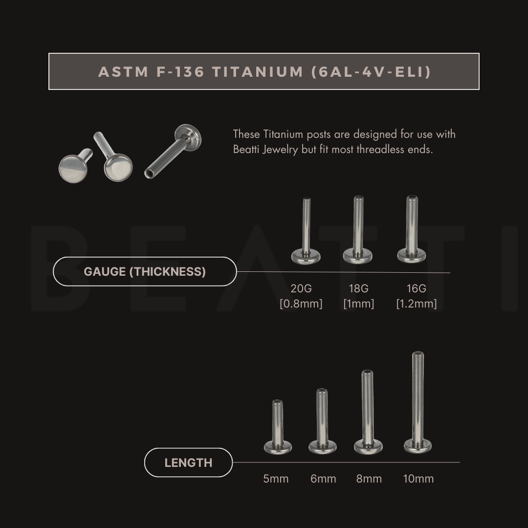 Aria • Natural Gemstone Threadless Ends 925 Silver/Titanium - BEATTI