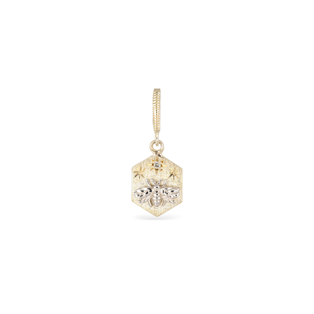Diamond Bee Hexagon Medallion Pendant