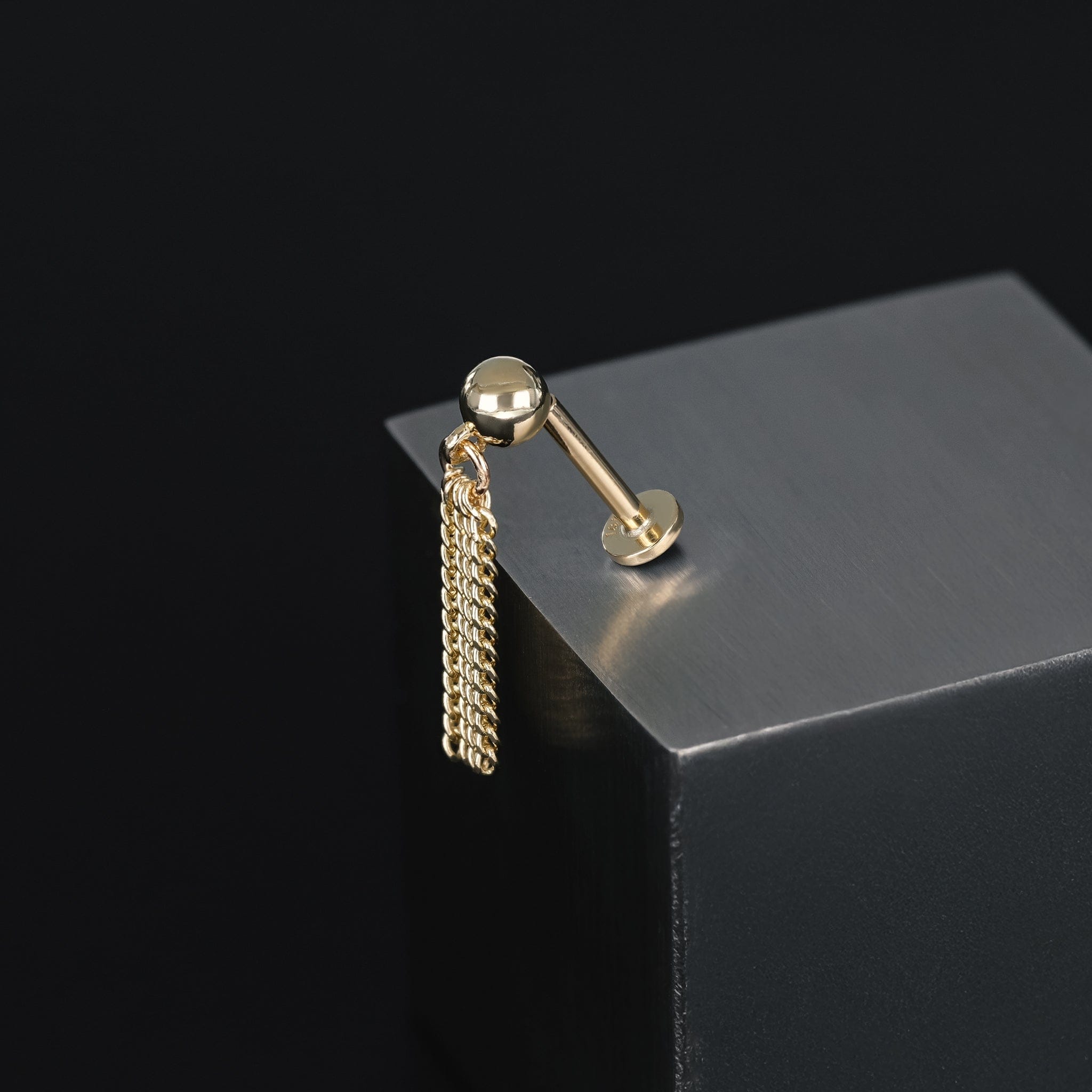BEATTI Internal Thread Gold / 18G/6mm Silky Drape Chain Stud AP Tassel Silky Drape Chain Stud