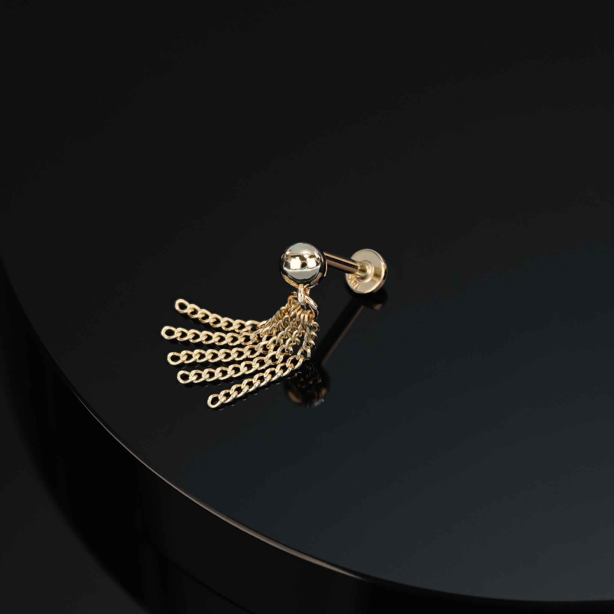 BEATTI Internal Thread Gold / 18G/6mm Silky Drape Chain Stud AP Tassel Silky Drape Chain Stud