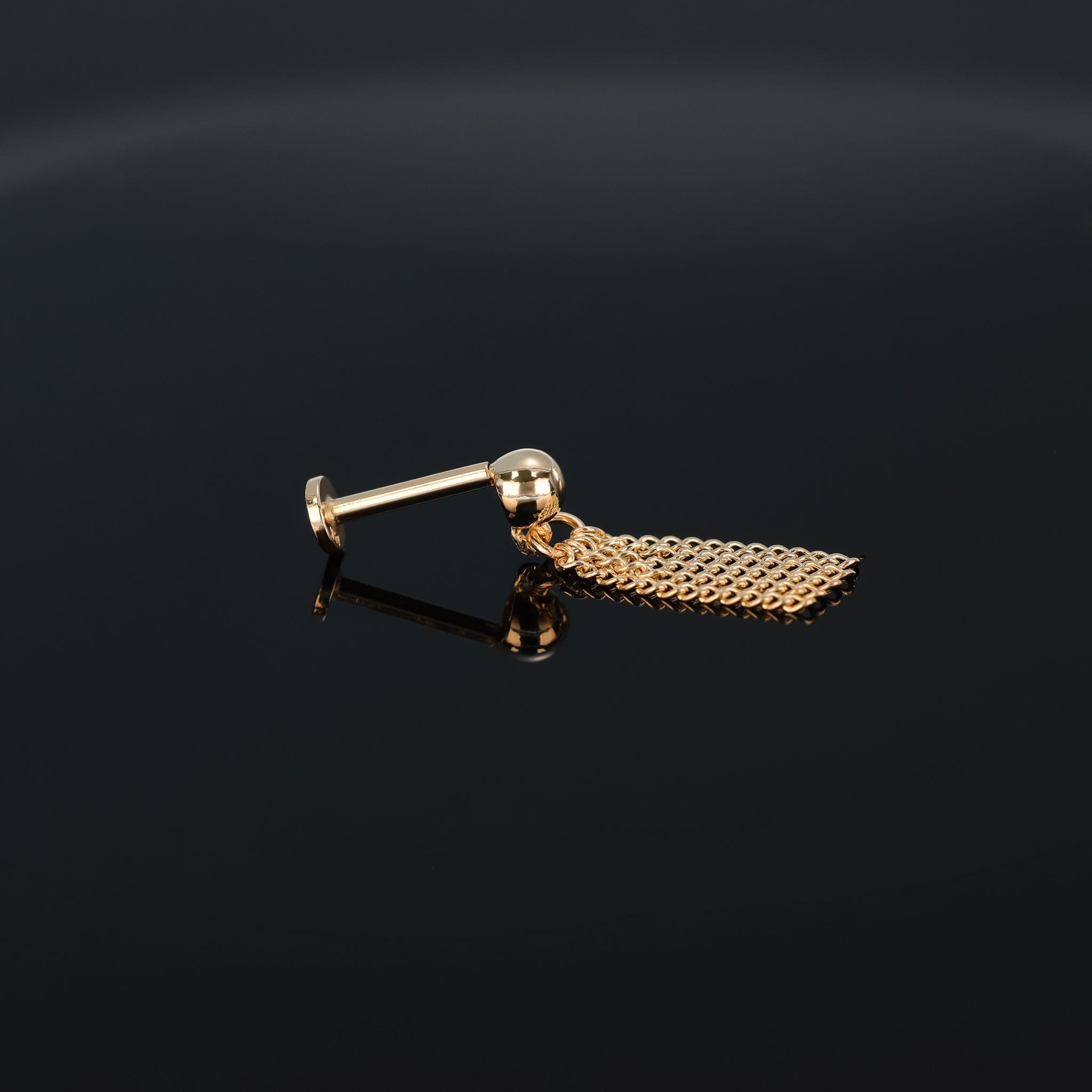 BEATTI Internal Thread Gold / 18G/6mm Silky Drape Chain Stud AP Tassel Silky Drape Chain Stud