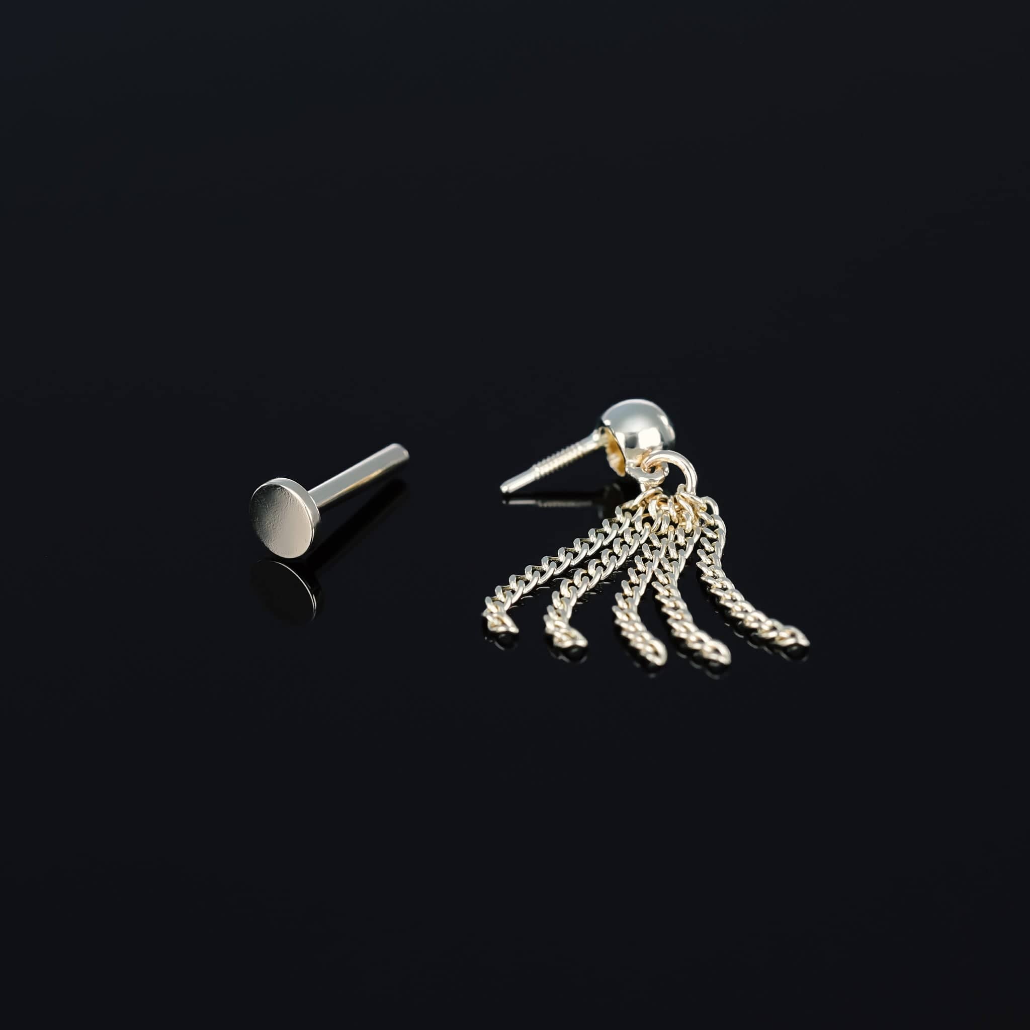 BEATTI Internal Thread Gold / 18G/6mm Silky Drape Chain Stud AP Tassel Silky Drape Chain Stud