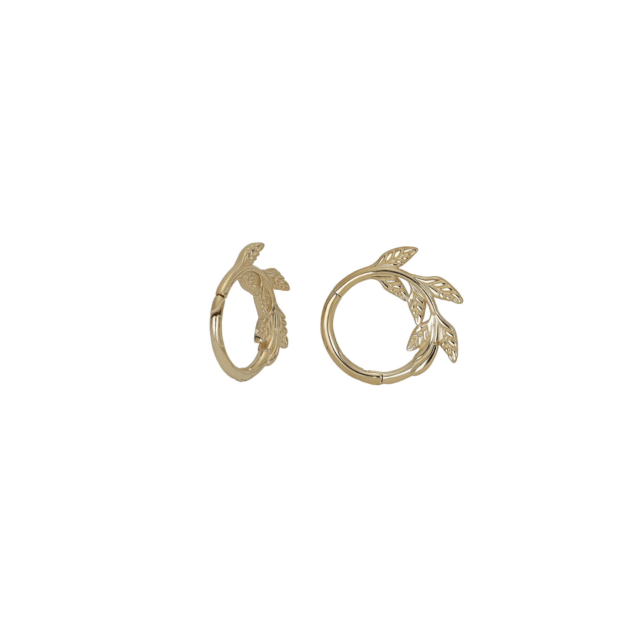 BEATTI Hoops NEW 14K Solid Gold Leaf Clicker Hoop NEW 14K Solid Gold Leaf Clicker Hoop