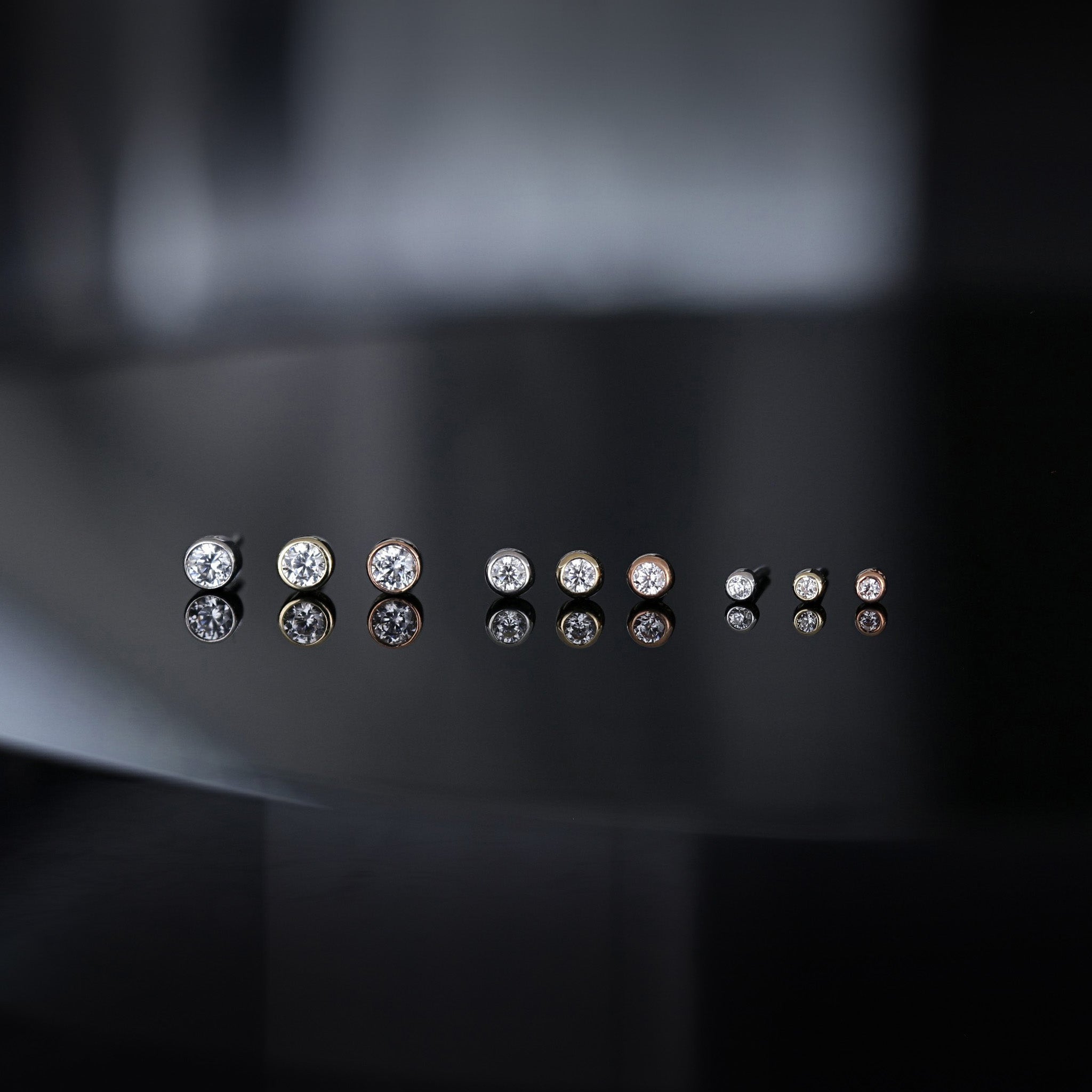 Tiny Bezel CZ Flat Back Stud