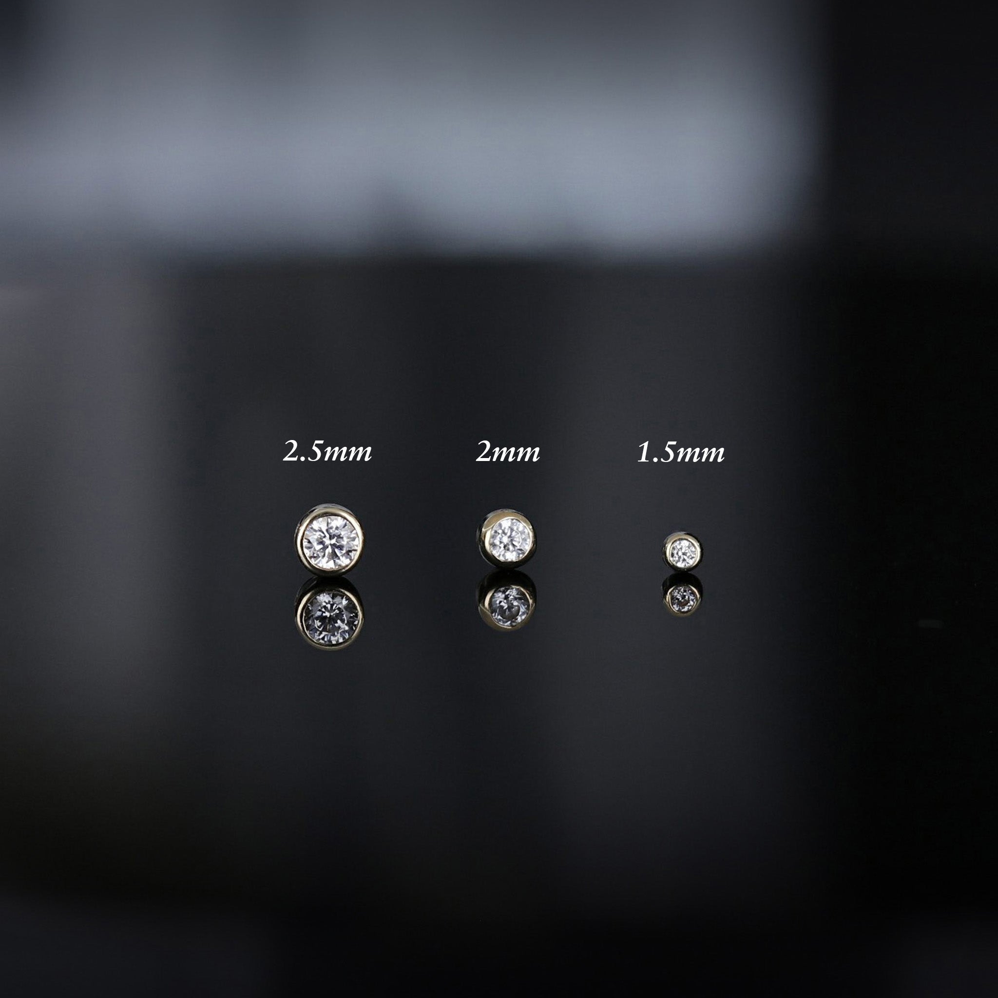 Tiny Bezel CZ Flat Back Stud