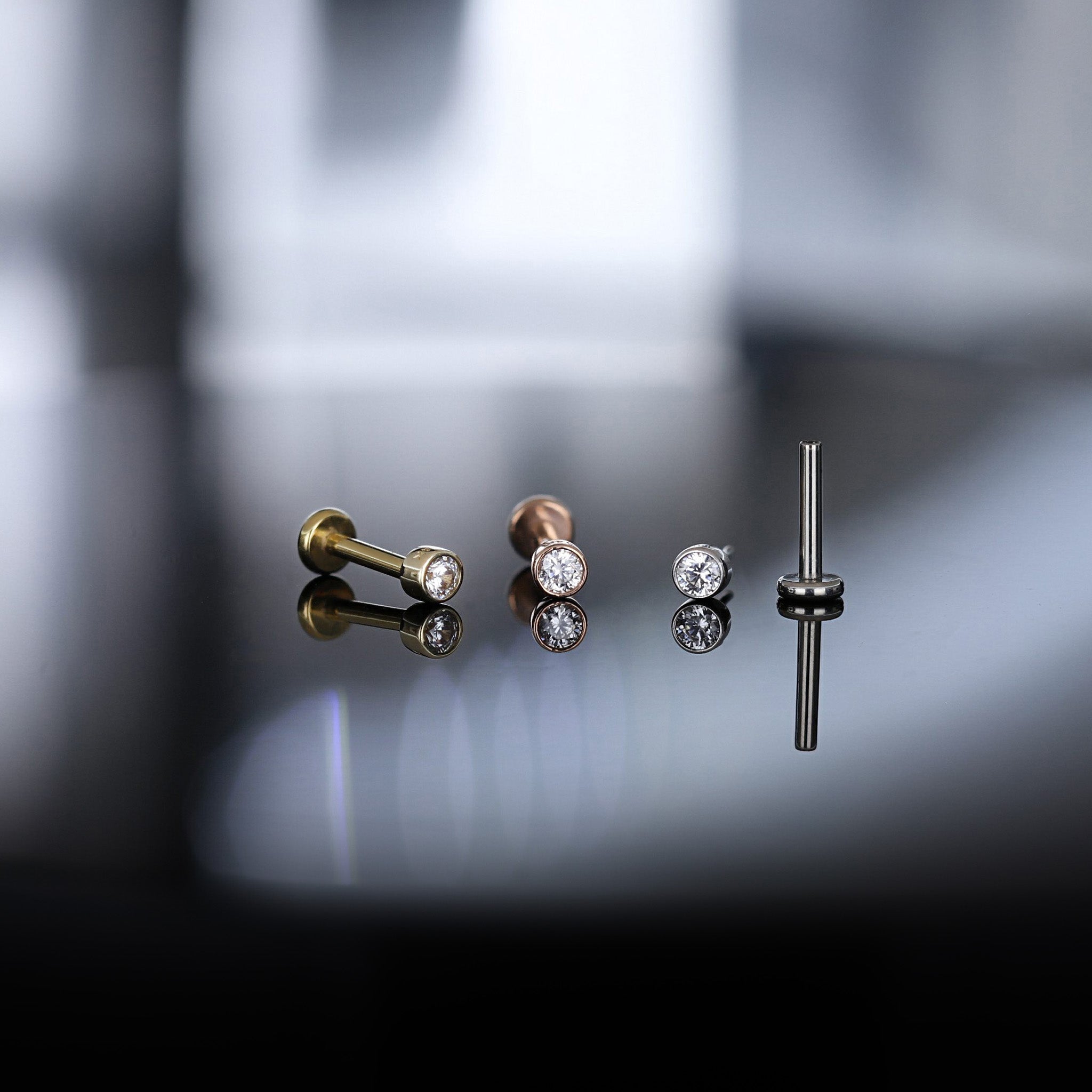 Tiny Bezel CZ Flat Back Stud