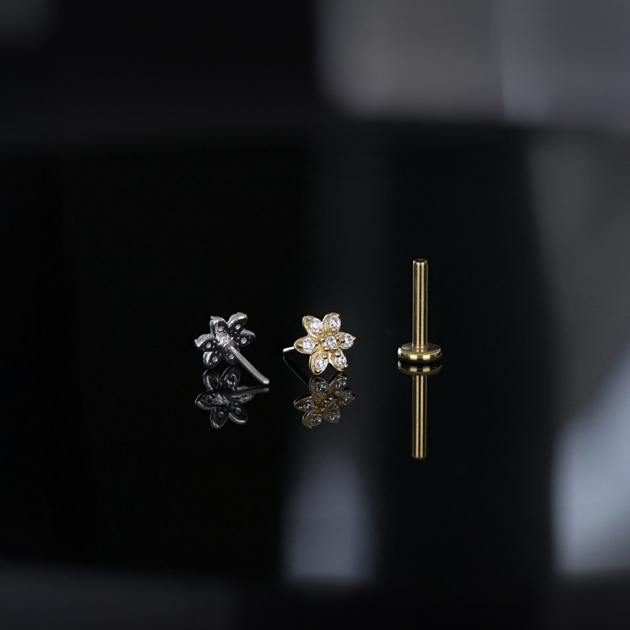 Micro Rosette CZ Flat Back Stud