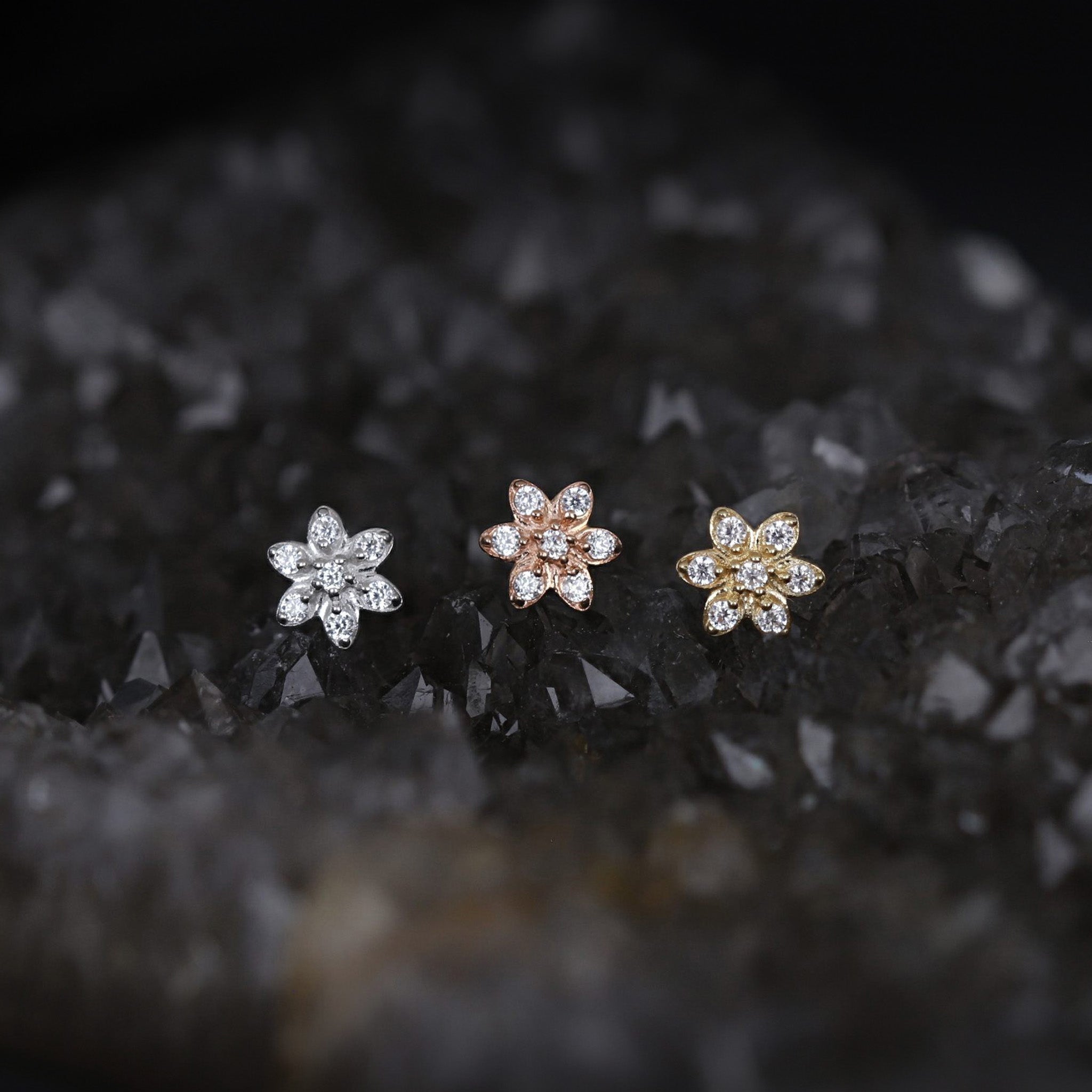 Micro Rosette CZ Flat Back Stud