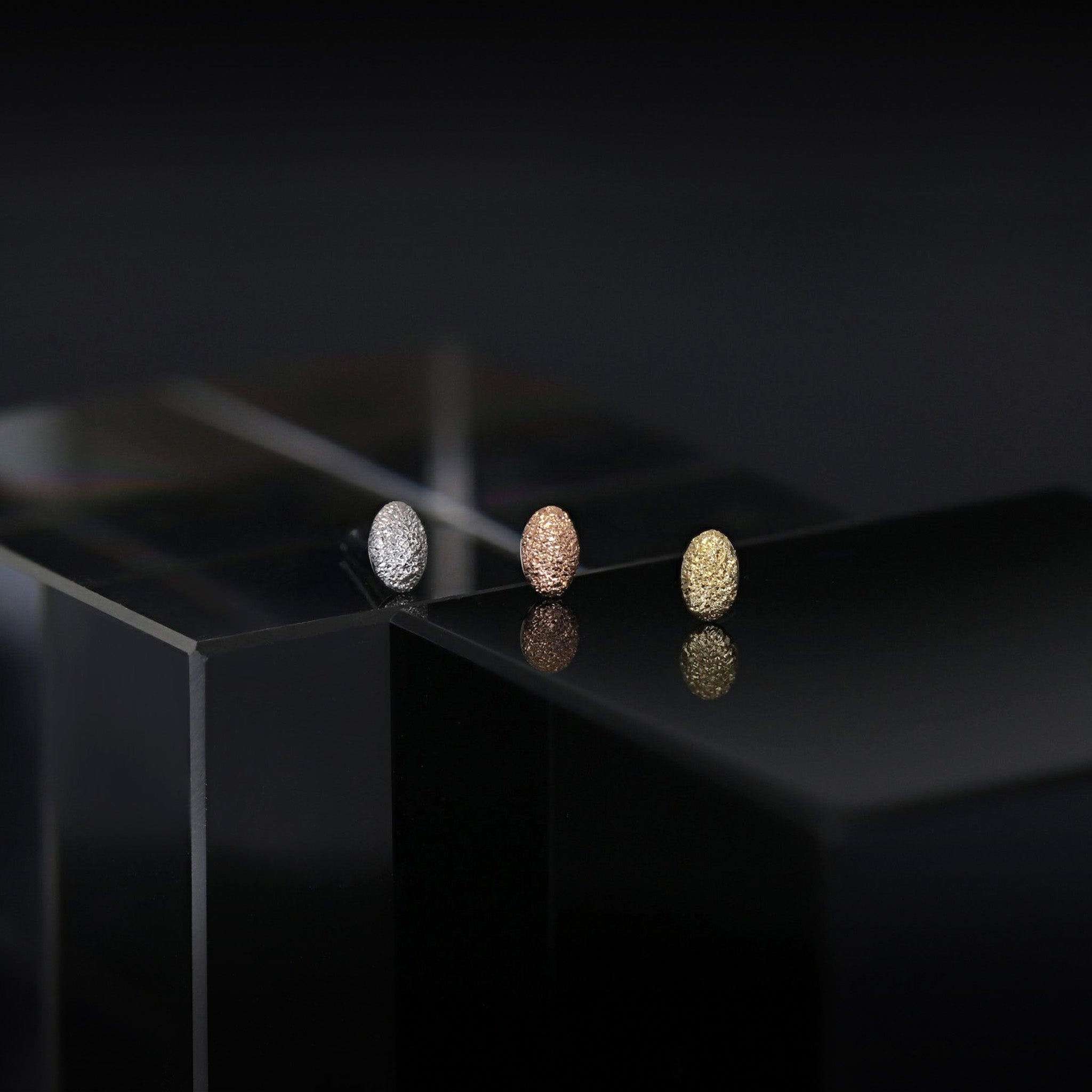 Petite Oval Sand Texture Flat Back Stud