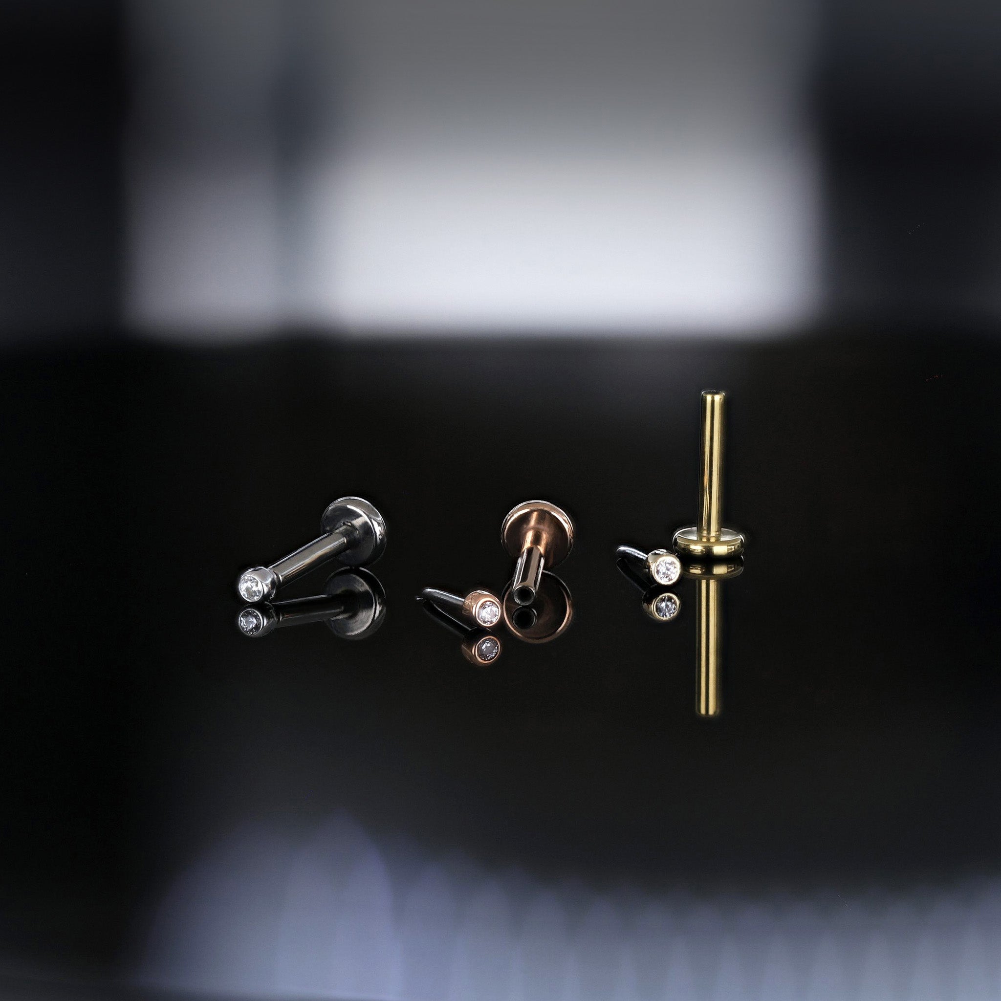 Tiny Bezel CZ Flat Back Stud