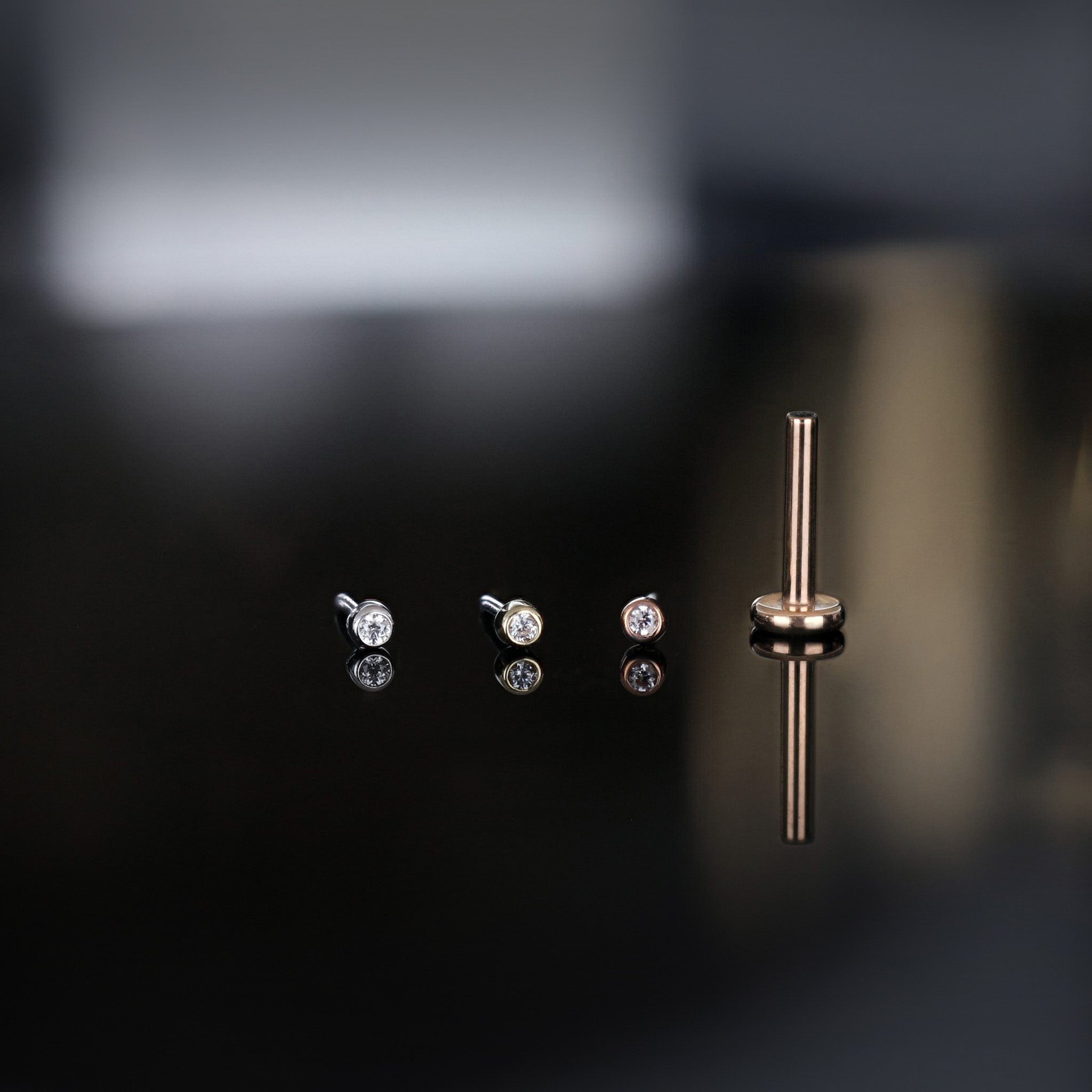 Tiny Bezel CZ Flat Back Stud