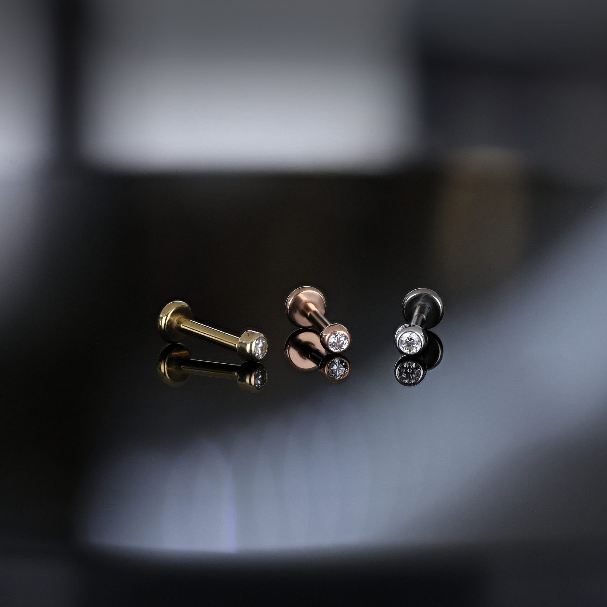 Tiny Bezel CZ Flat Back Stud