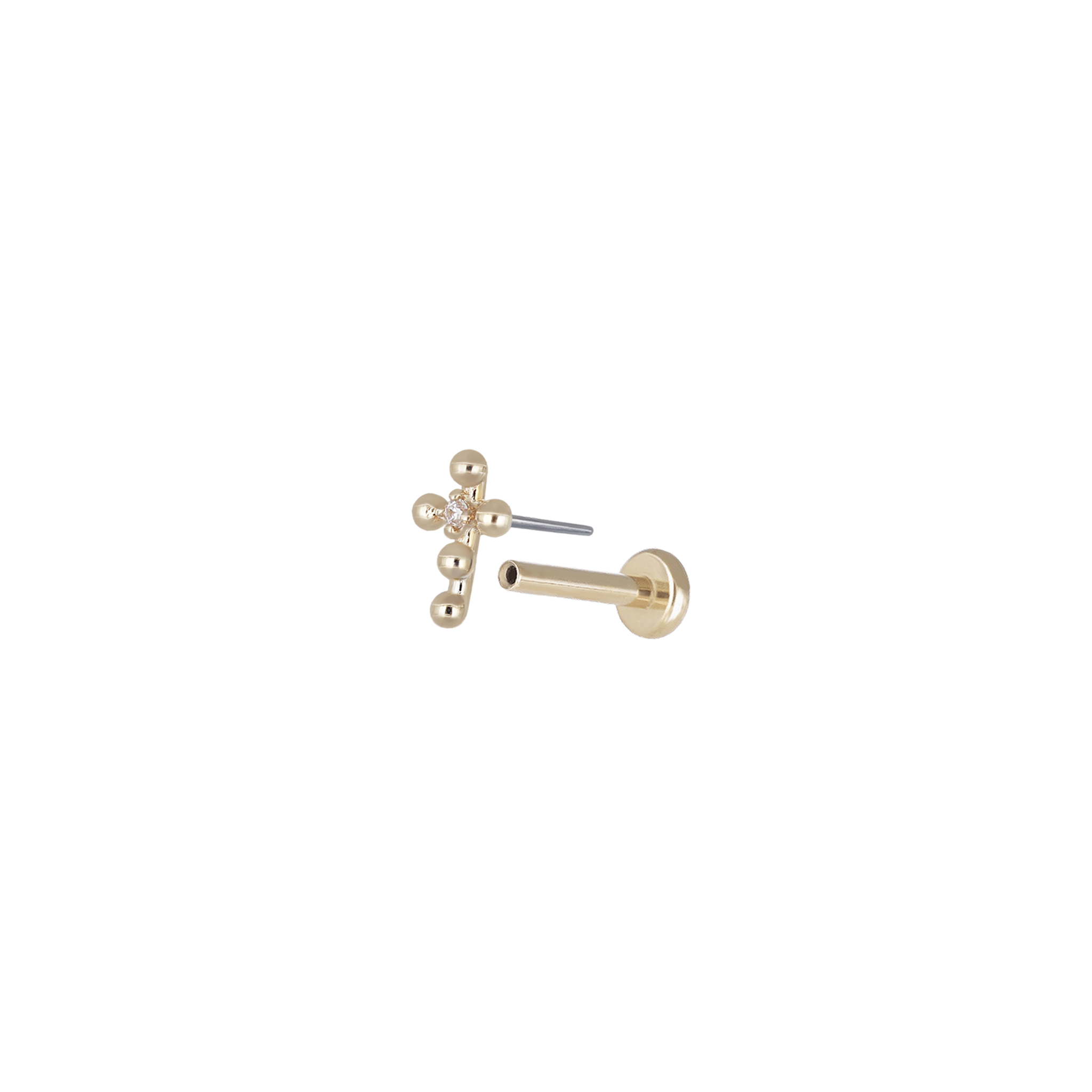 Tiny Bead Cross CZ Flat Back Stud
