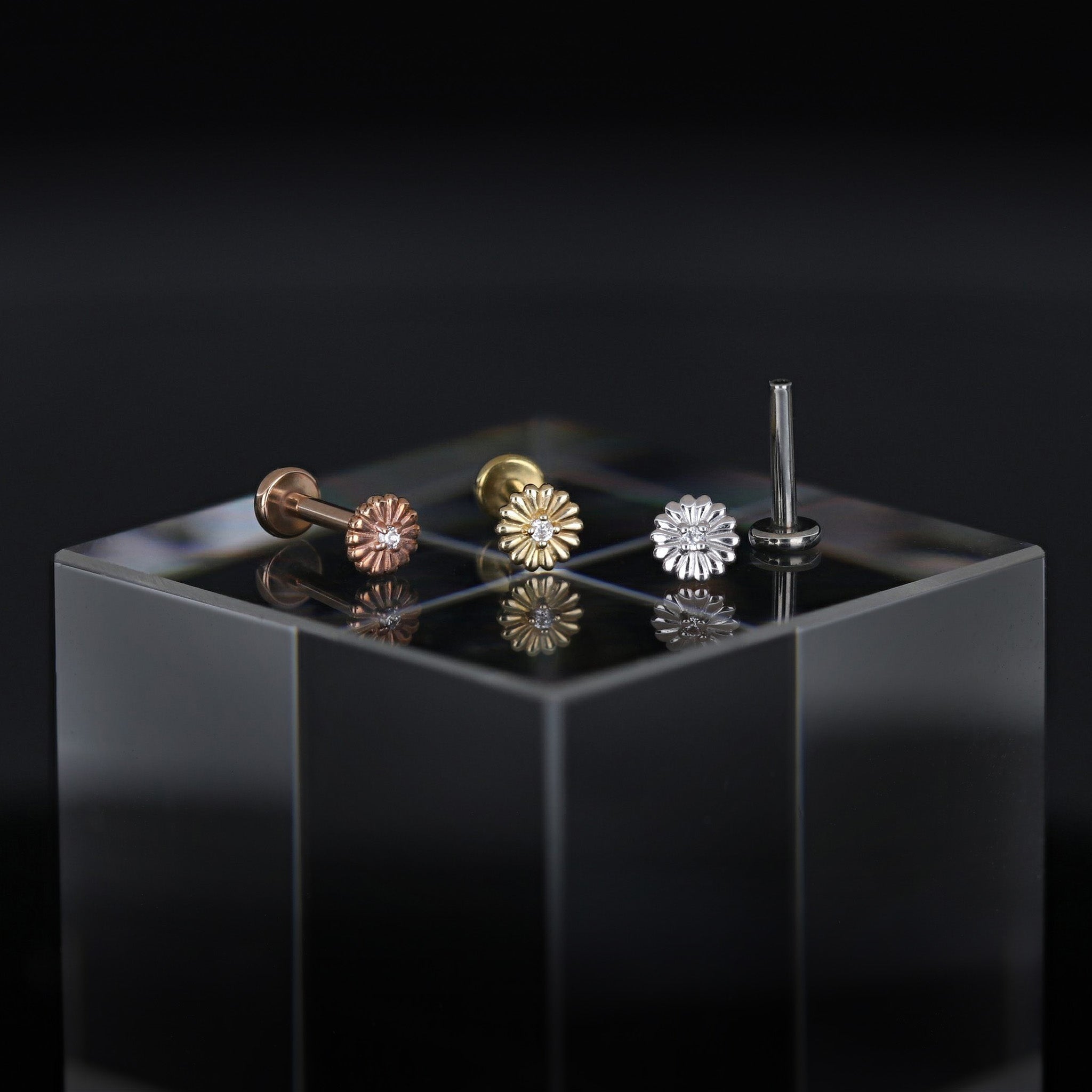 Petite CZ Bloom Flat Back Stud