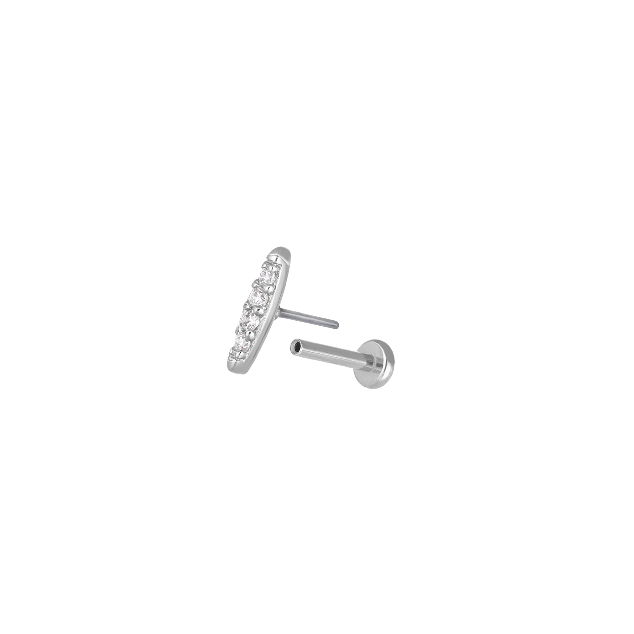 Petite CZ Bar Flat Back Stud