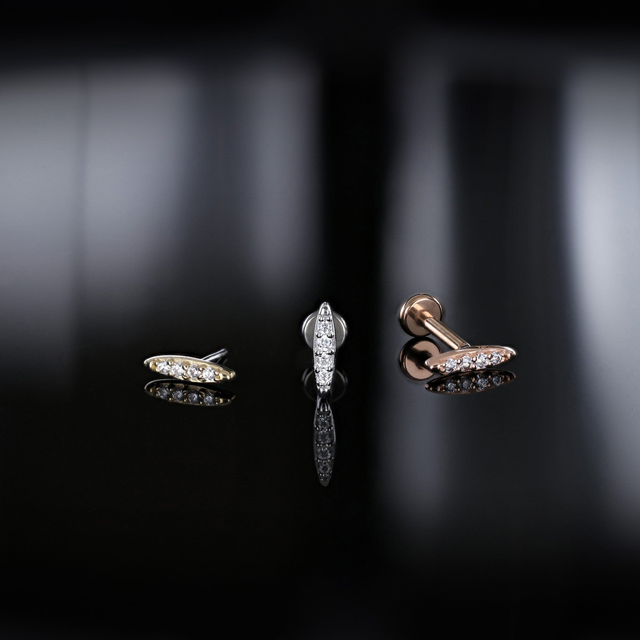 Petite CZ Bar Flat Back Stud