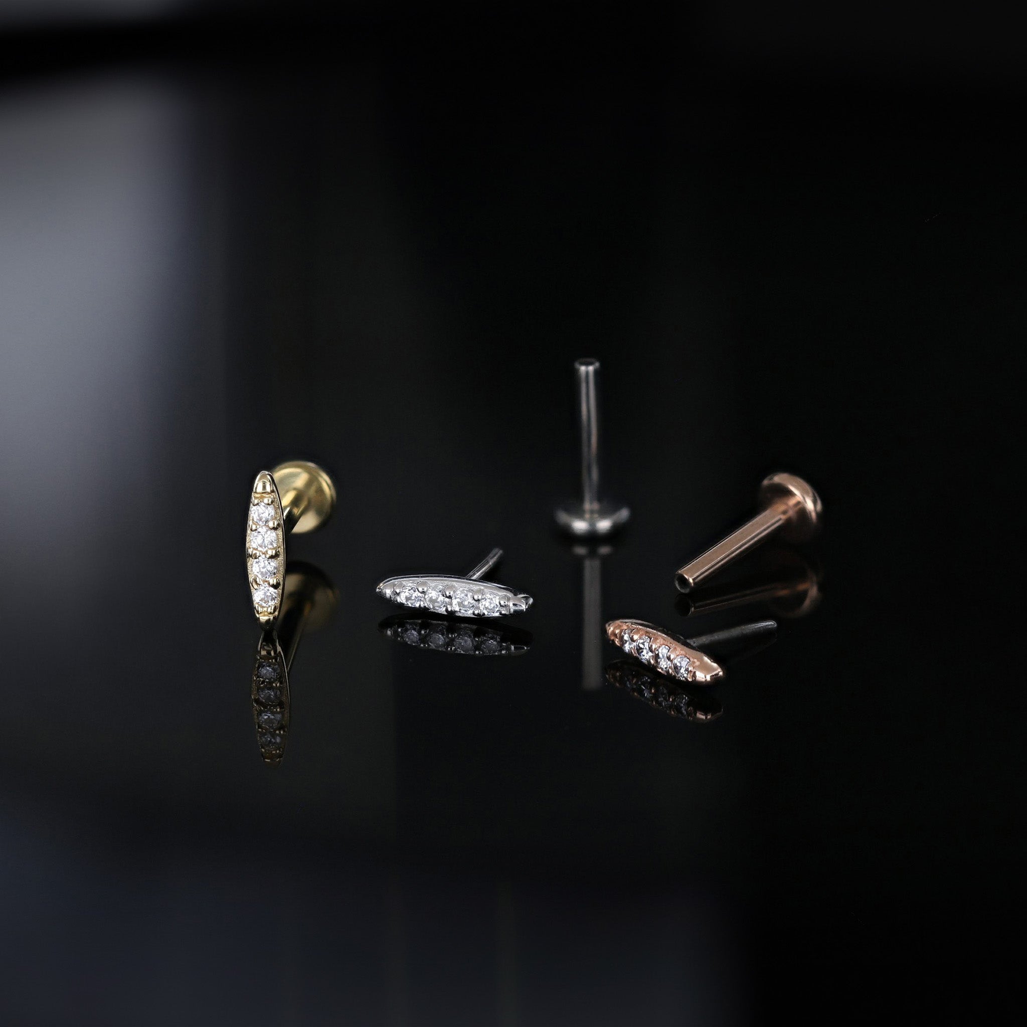 Petite CZ Bar Flat Back Stud
