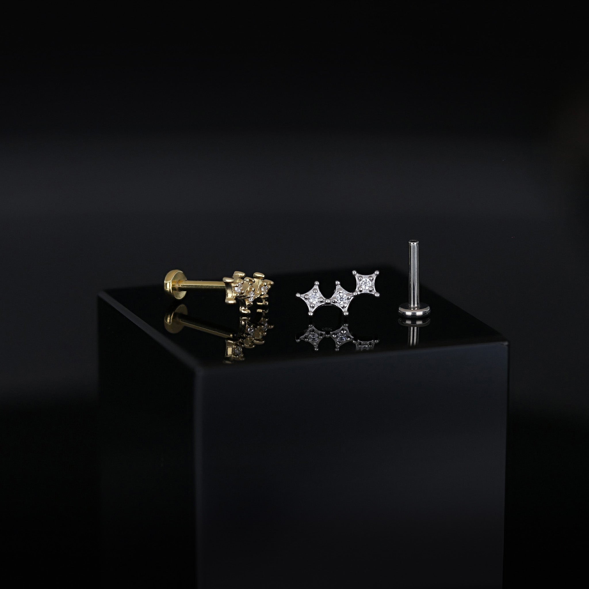 Petite Crown CZ Flat Back Stud