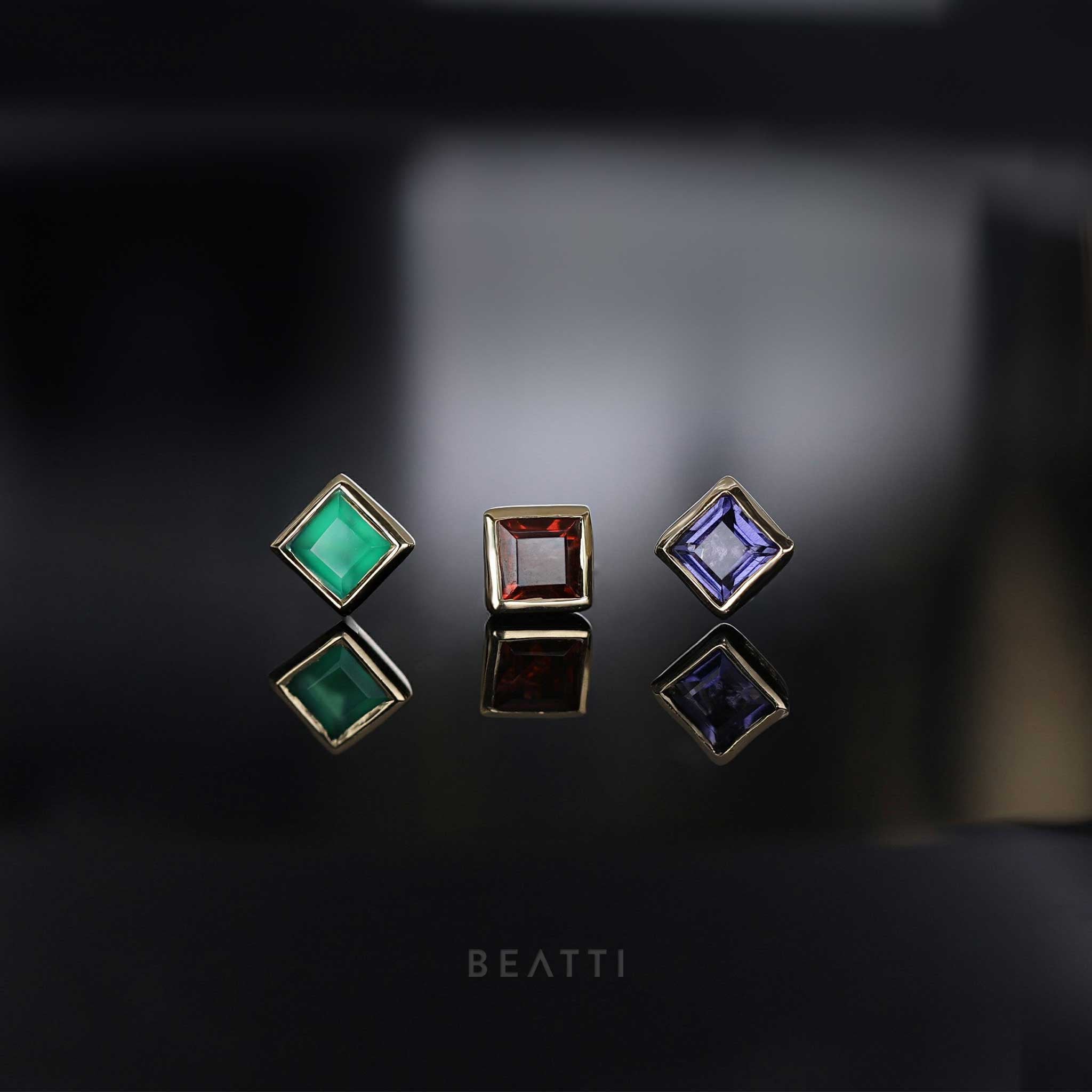 BEATTI Threadless Ends Maya • Natural Gemstone Flat Back Earring Maya • Natural Gemstone Flat Back Earring