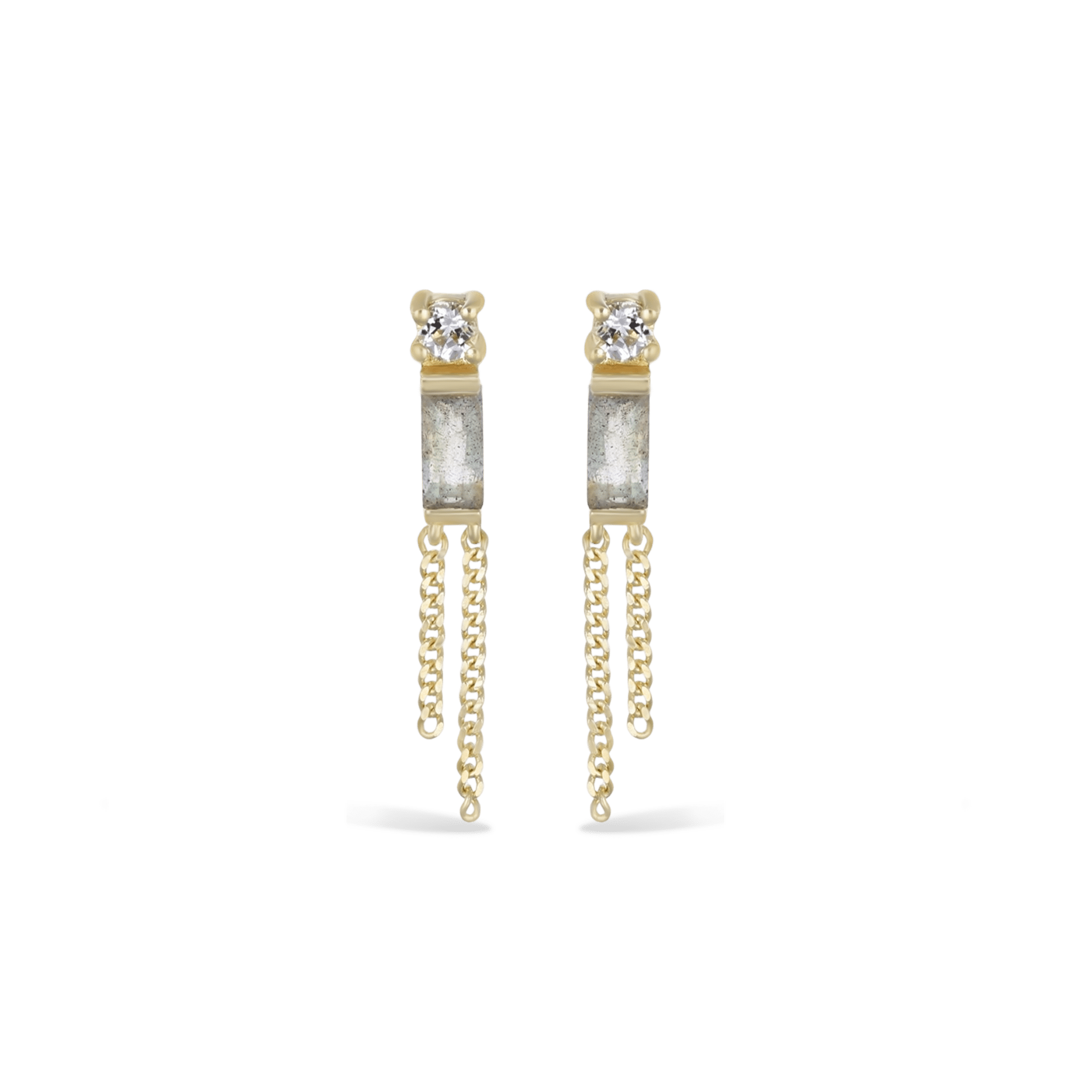 BEATTI Threadless Ends Niva • Labradorite Flat Back Stud Niva • Labradorite Flat Back Stud