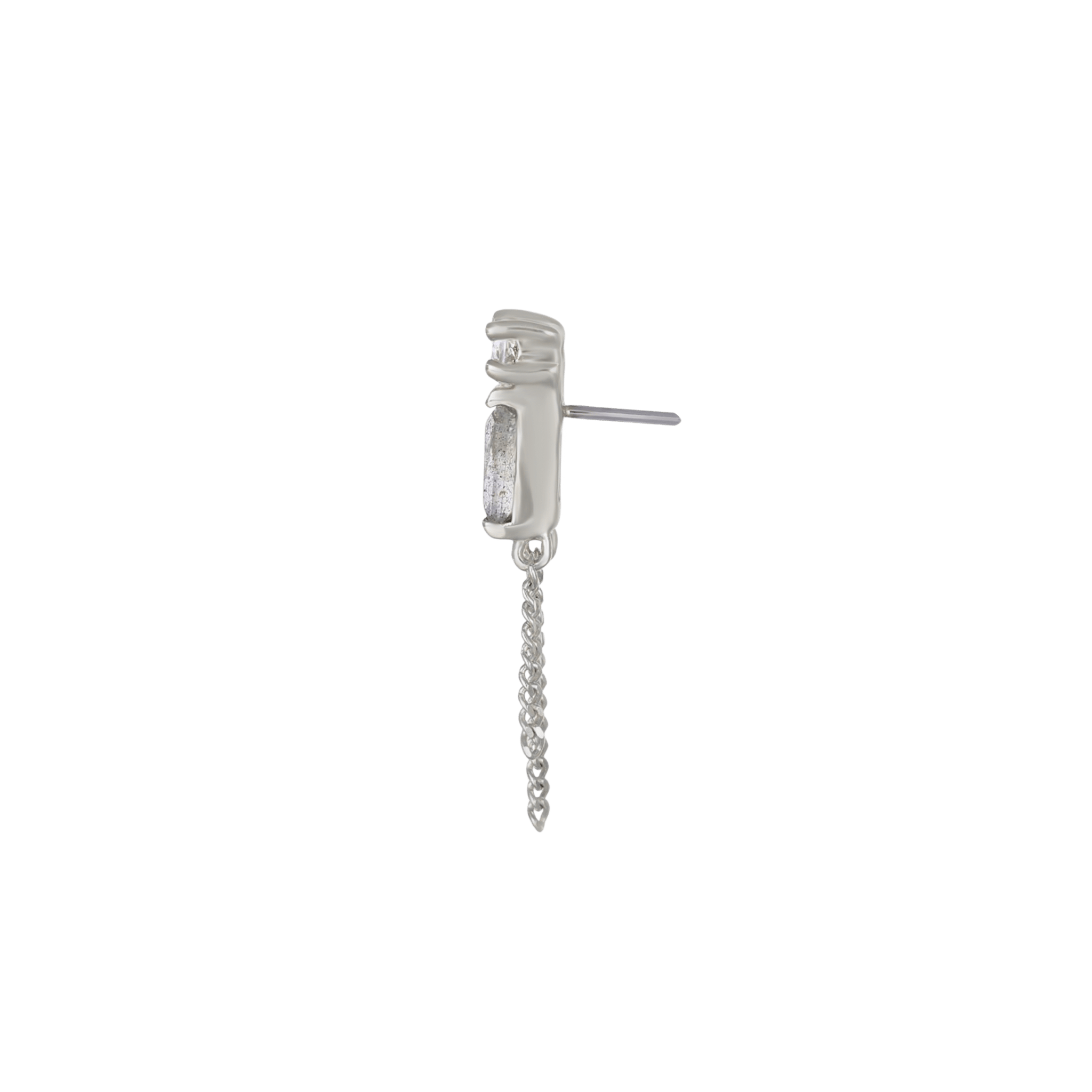 BEATTI Threadless Ends BTE047 • Baguette Gemstone Tassel Flat Back Stud BTE047 • Baguette Gemstone Tassel Flat Back Stud