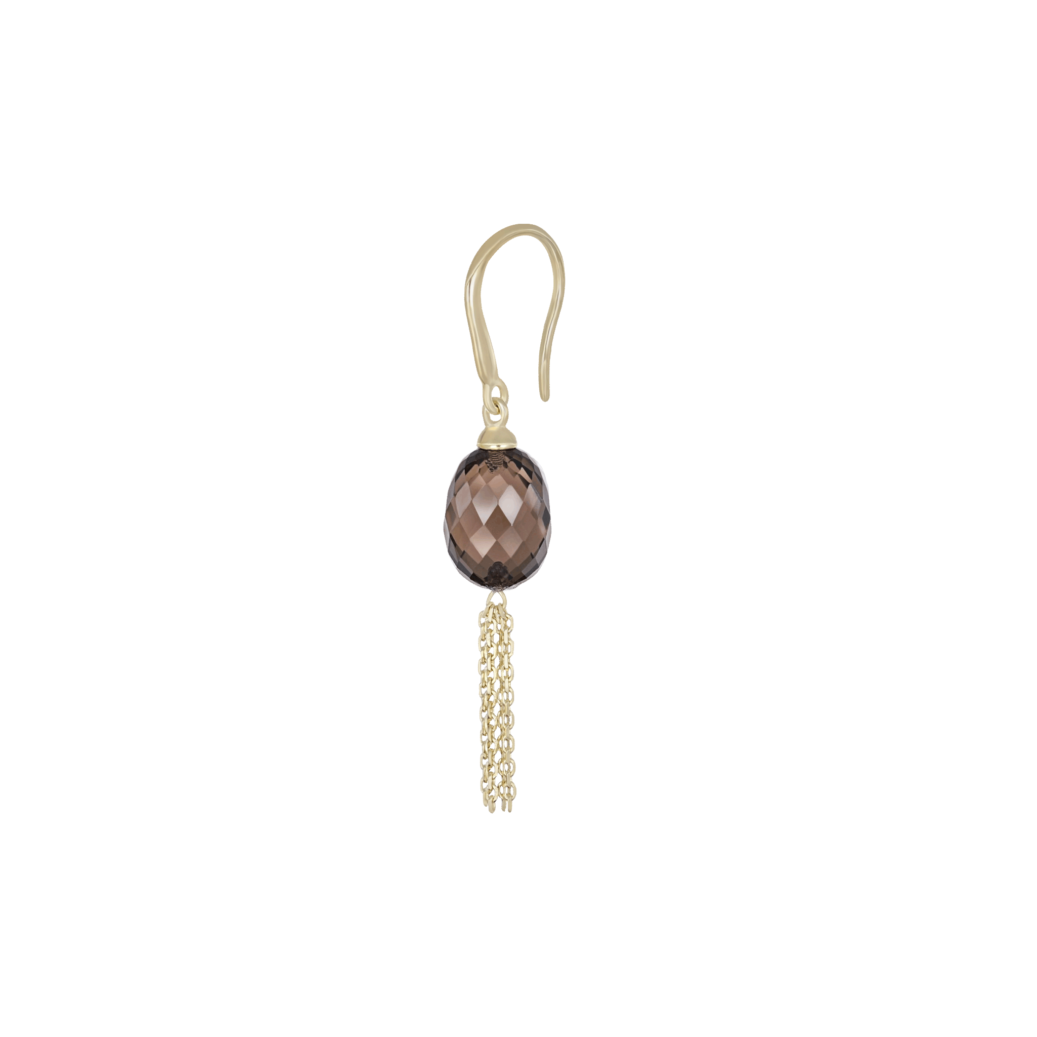 BEATTI Threaders Gold / Smoky Quartz BTE050 • Smoky Quartz Tassel Dangle Hoop Earrings BTE058 YG L BTE050 • Smoky Quartz Tassel Dangle Hoop Earrings
