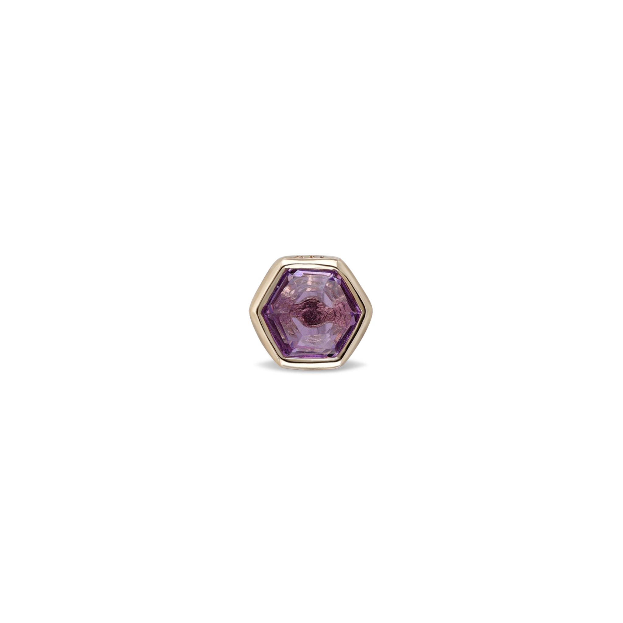 Ela •  14K Gold Hexagon Gemstone Threadless Ends • Amethyst