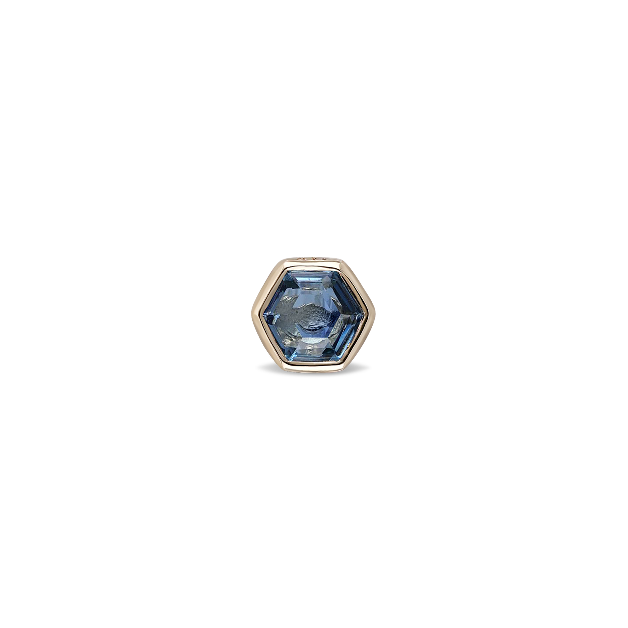 Ela •  14K Gold Hexagon Gemstone Threadless Ends • London Blue Topaz