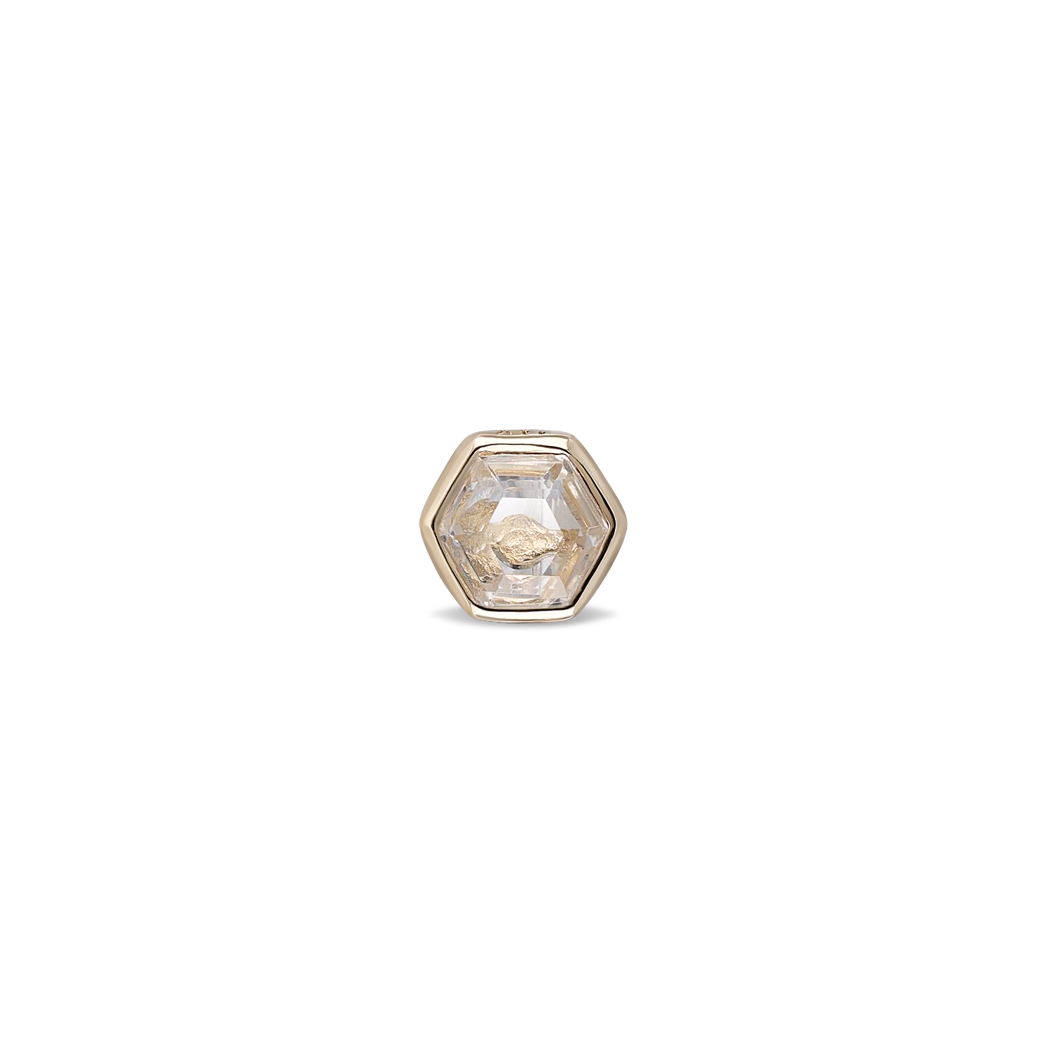 Ela •  14K Gold Hexagon Gemstone Threadless Ends • White Topaz