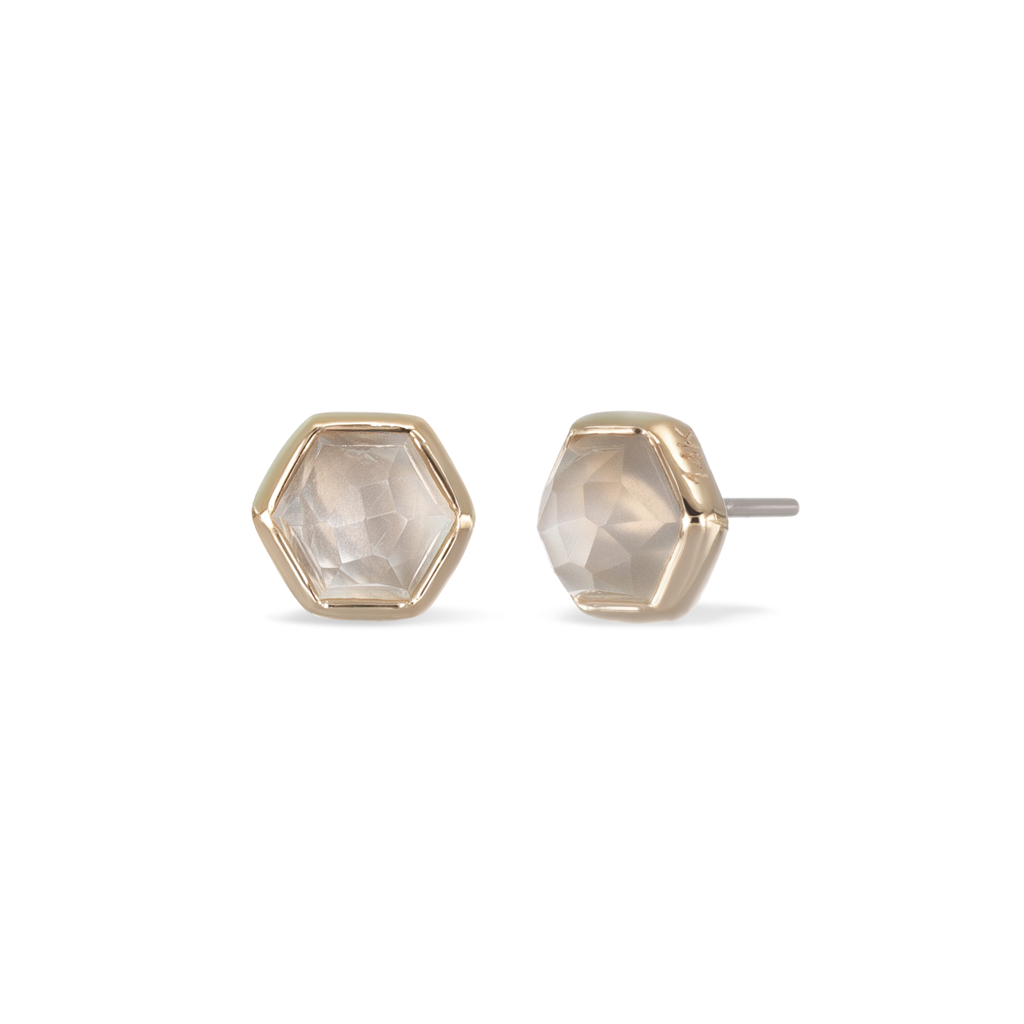 Aria •  14K Gold Honeycomb Gemstone Threadless Ends • Grey Moonstone