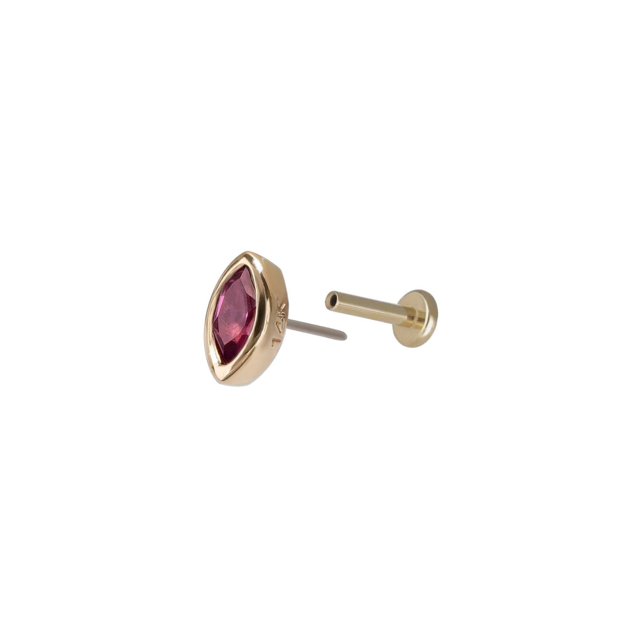 Etta • 14K Gold Tiny Marquise Gemstone Stud