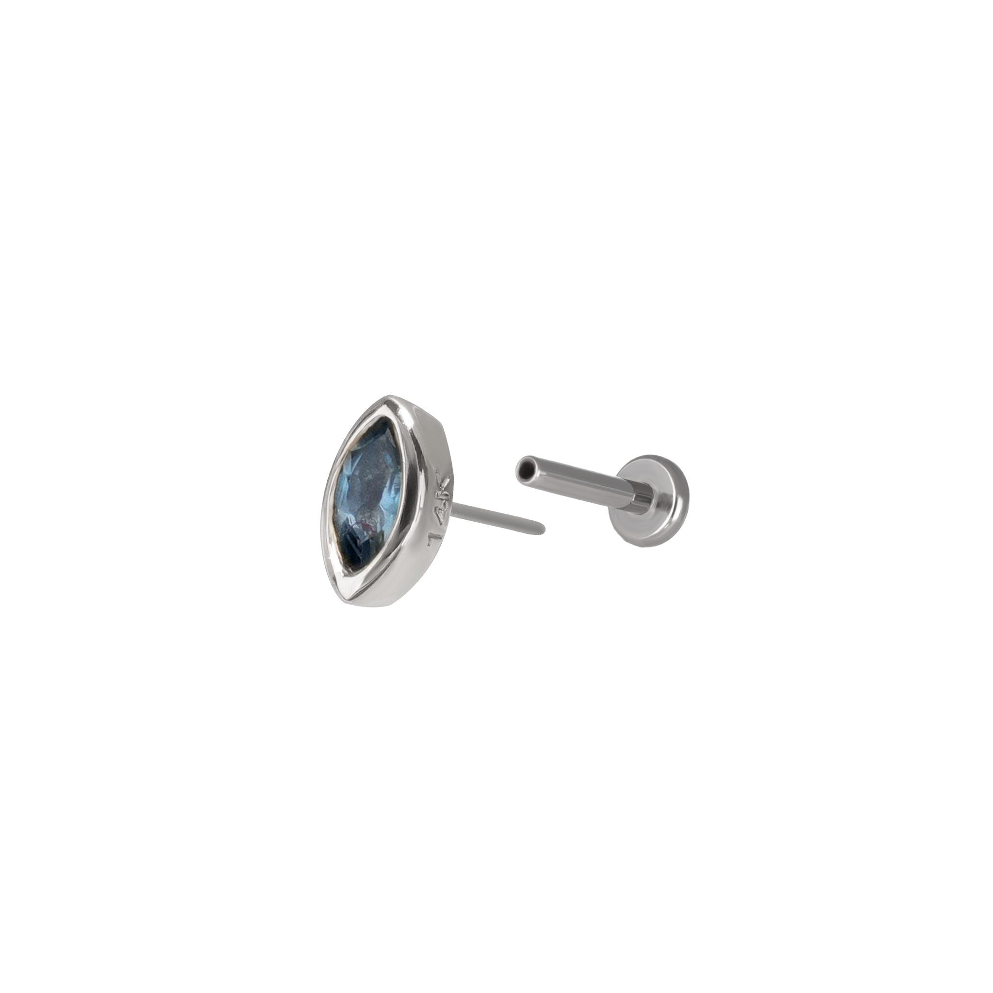 Etta • 14K White Gold Tiny Marquise Gemstone Stud