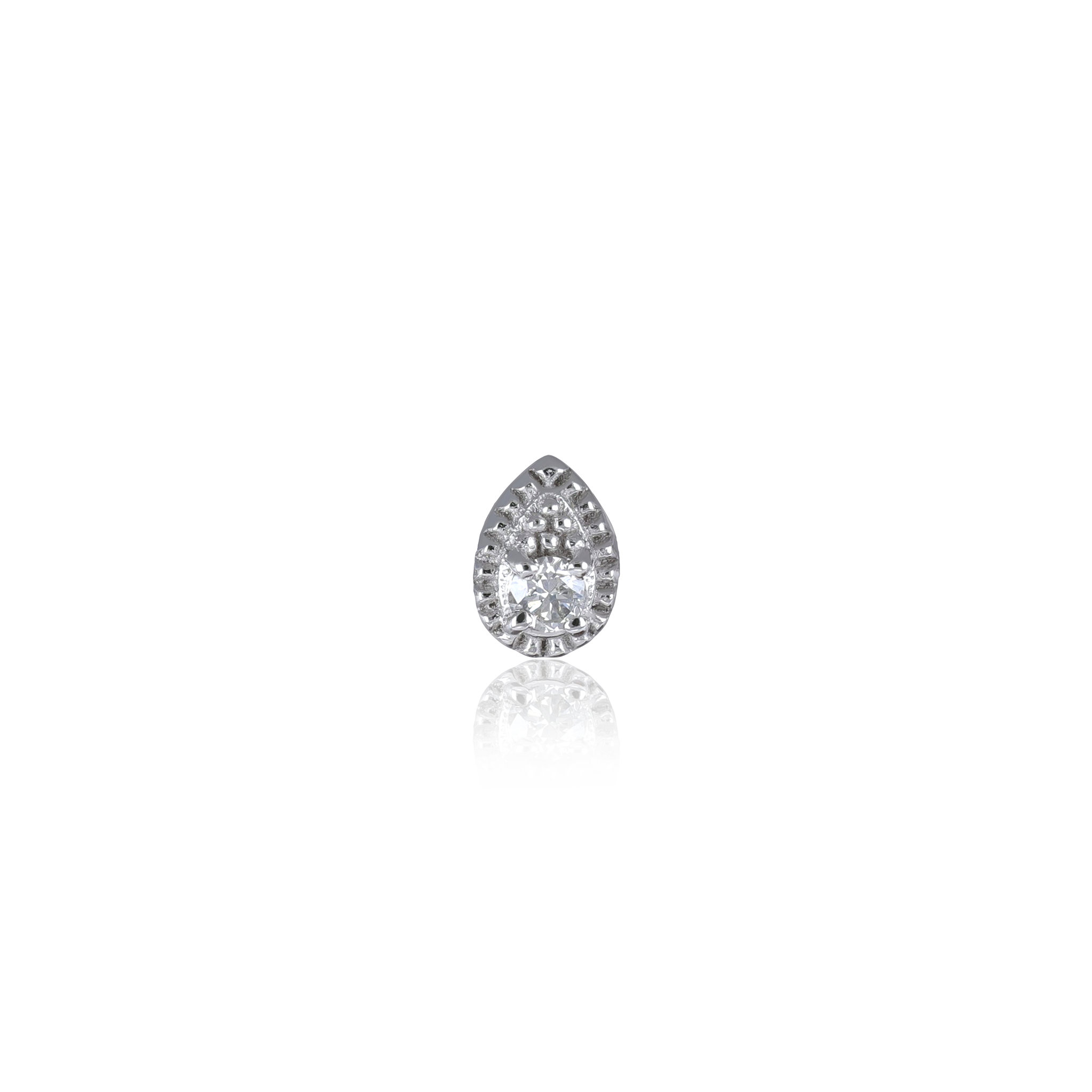 Clio • White Gold Tiny Teardrop Genuine Diamond Flat Back Stud