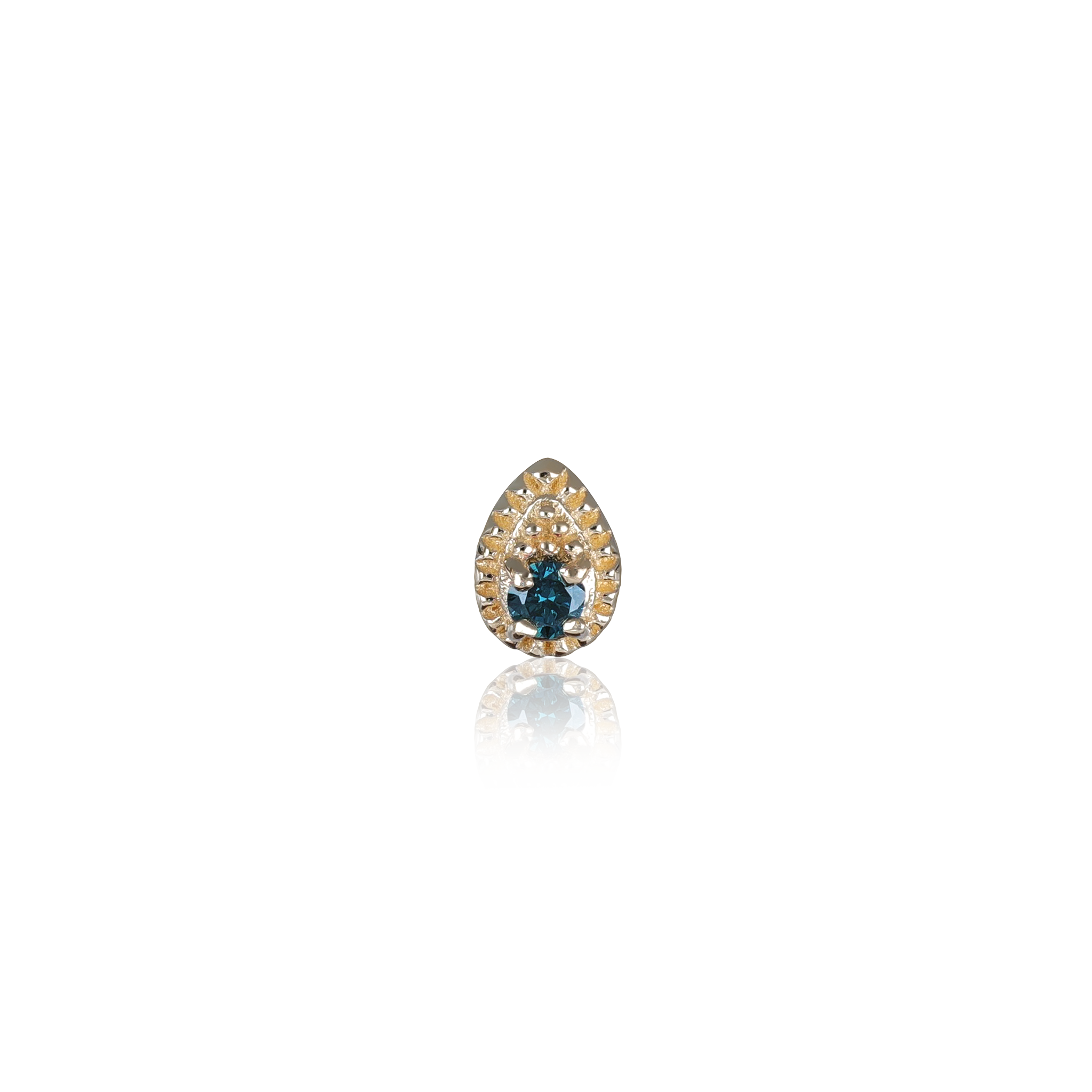 Clio • 14K Gold Tiny Teardrop Genuine Diamond Flat Back Stud