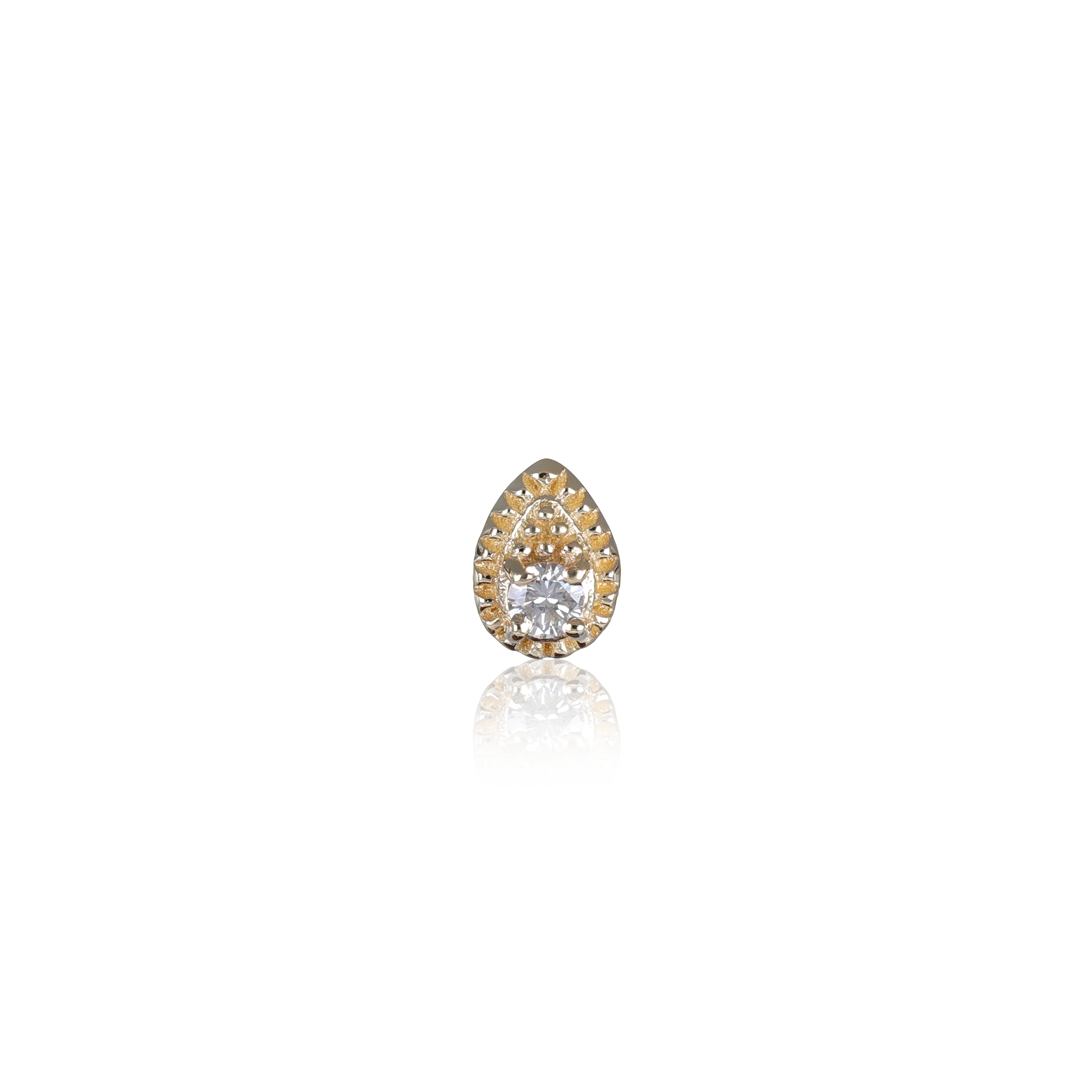 Clio • 14K Gold Tiny Teardrop Genuine Diamond Flat Back Stud