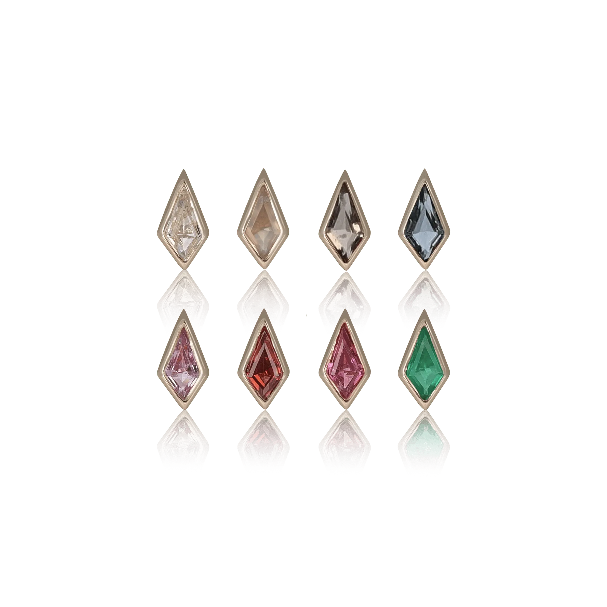 BEATTI Threadless Ends Gold / White Topaz Zenith [Small] • 14K Gold Kite Gemstone Threadless End BTEG031 Zenith [Small] • 14K Gold Kite Gemstone Threadless End