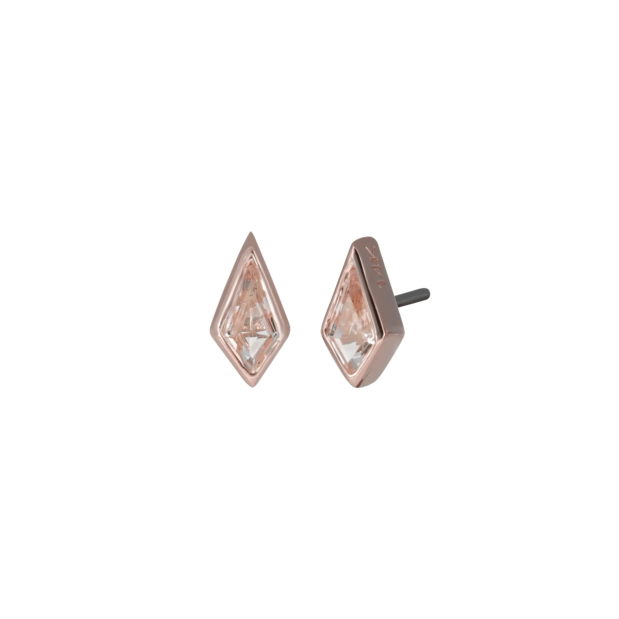 BEATTI Threadless Ends Rose Gold / White Topaz Zenith [Small] • 14K Gold Kite Gemstone Threadless End BTEG031 Zenith [Small] • 14K Gold Kite Gemstone Threadless End