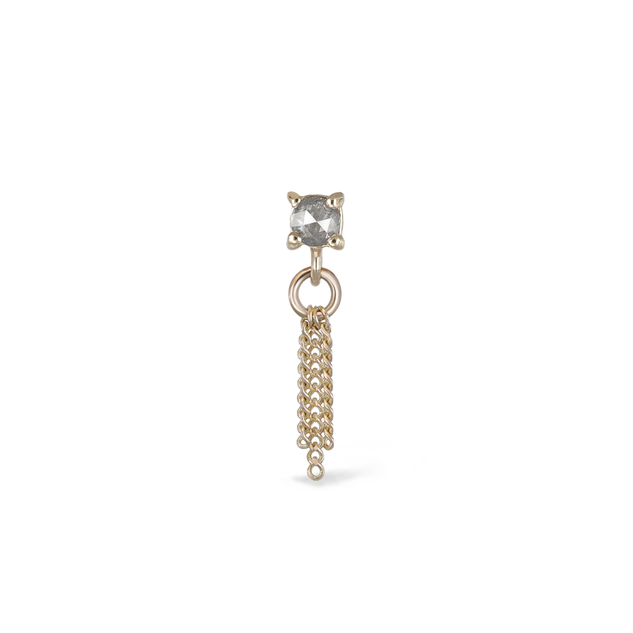 Breeze • 2mm Rose Cut Salt and Pepper Diamond 3 Curb Chain Tassel