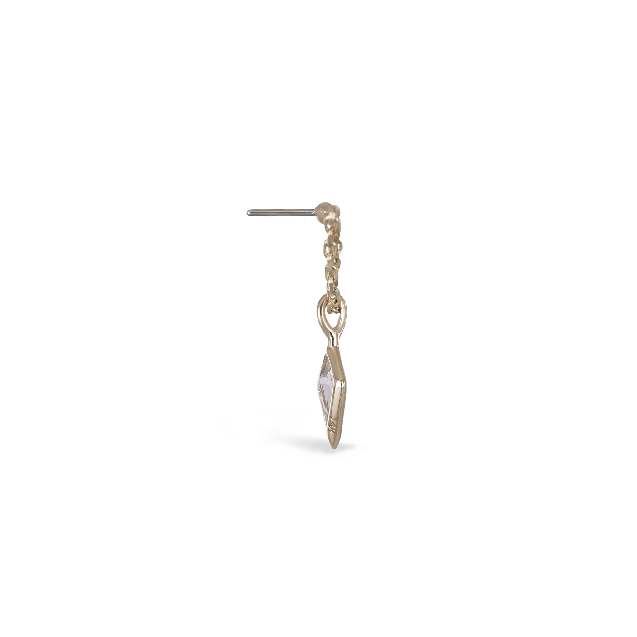 Kite White Topaz Vertical Helix Chain Threadless Stud