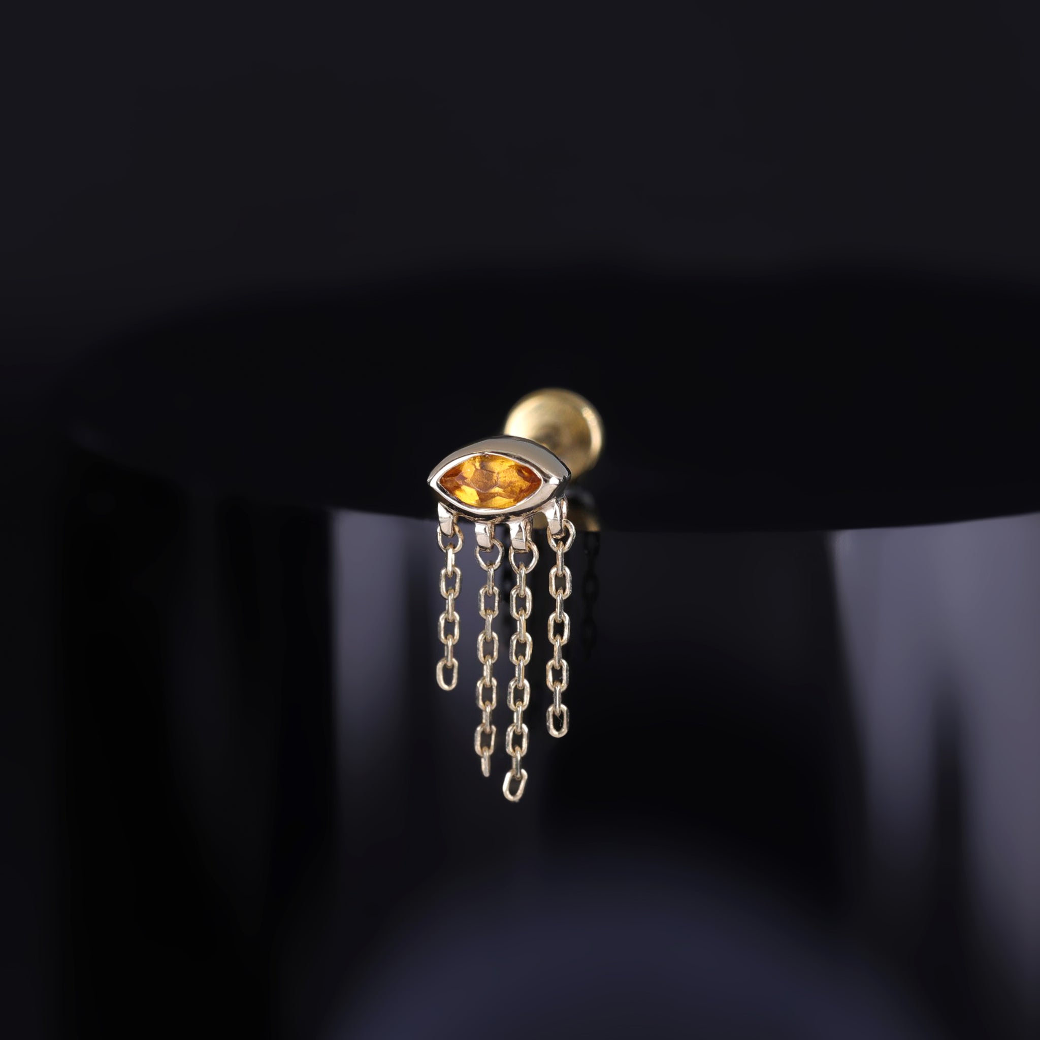 Misty Dew • 14K Solid Gold Natural Gemstone Threadless Stud