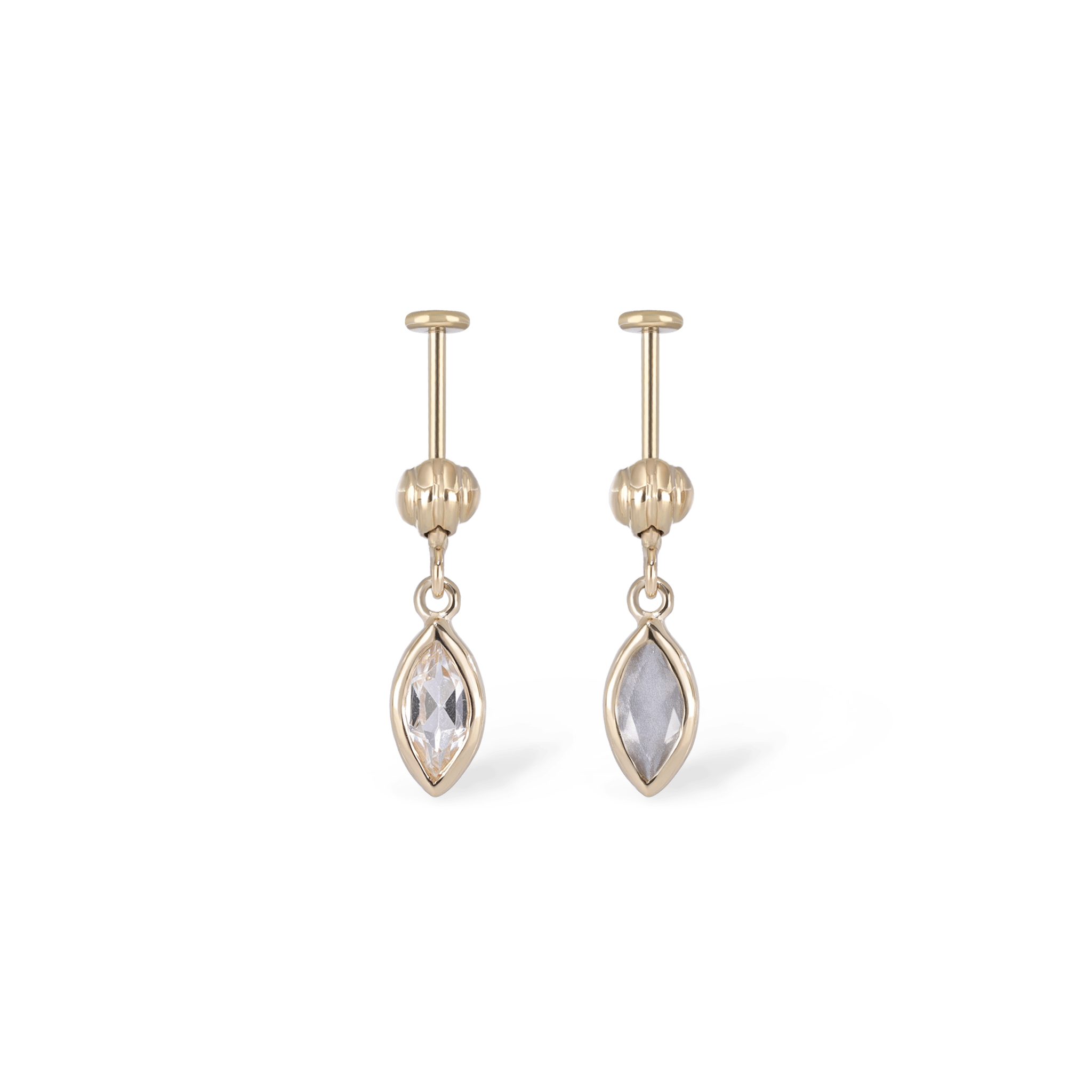 Aris Drop Threadless Flat Back Stud