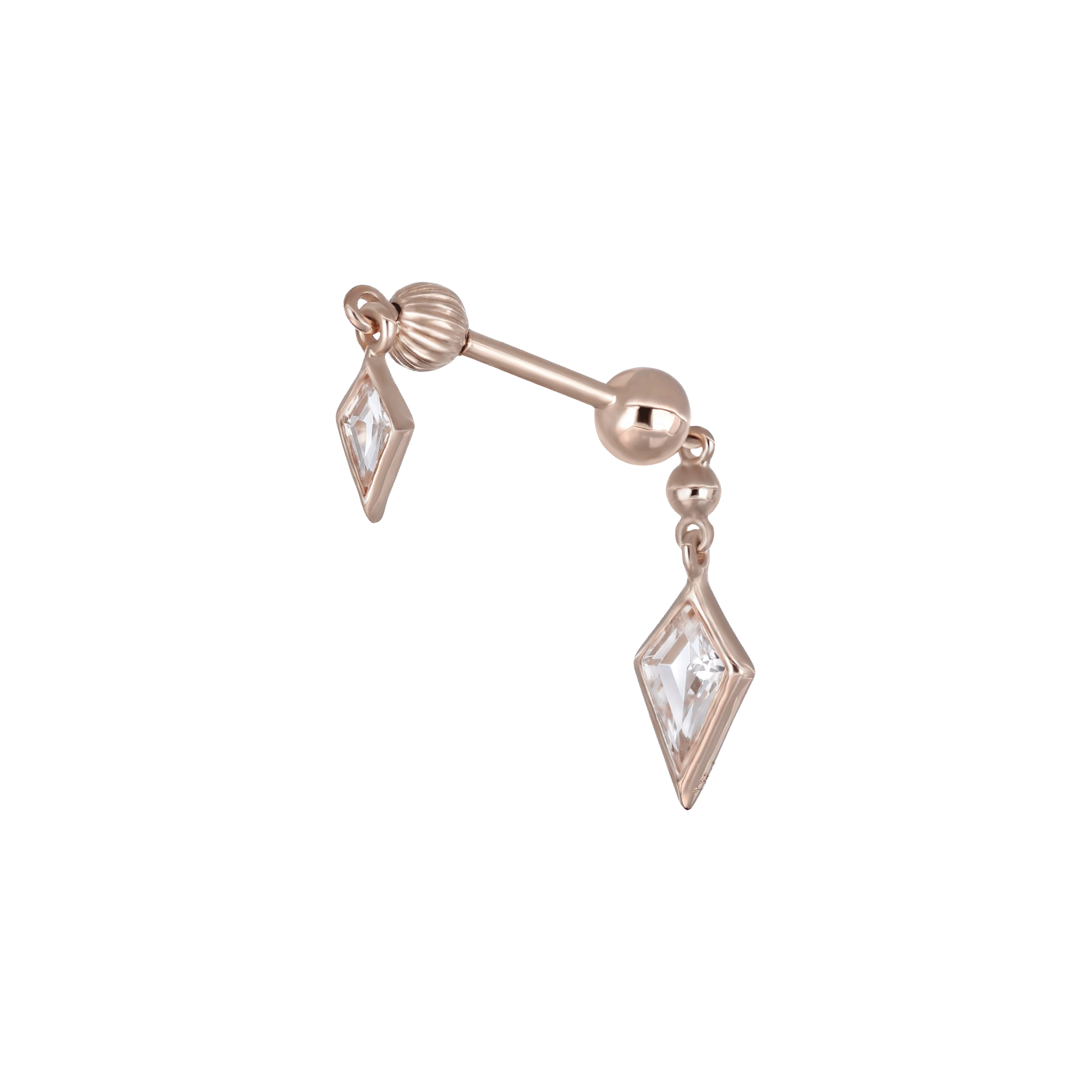 BEATTI Internal Thread Vira • White Topaz 14K Solid Gold Double Barbell Internally Threaded Vira • White Topaz 14K Solid Gold Double Barbell Internally Threaded