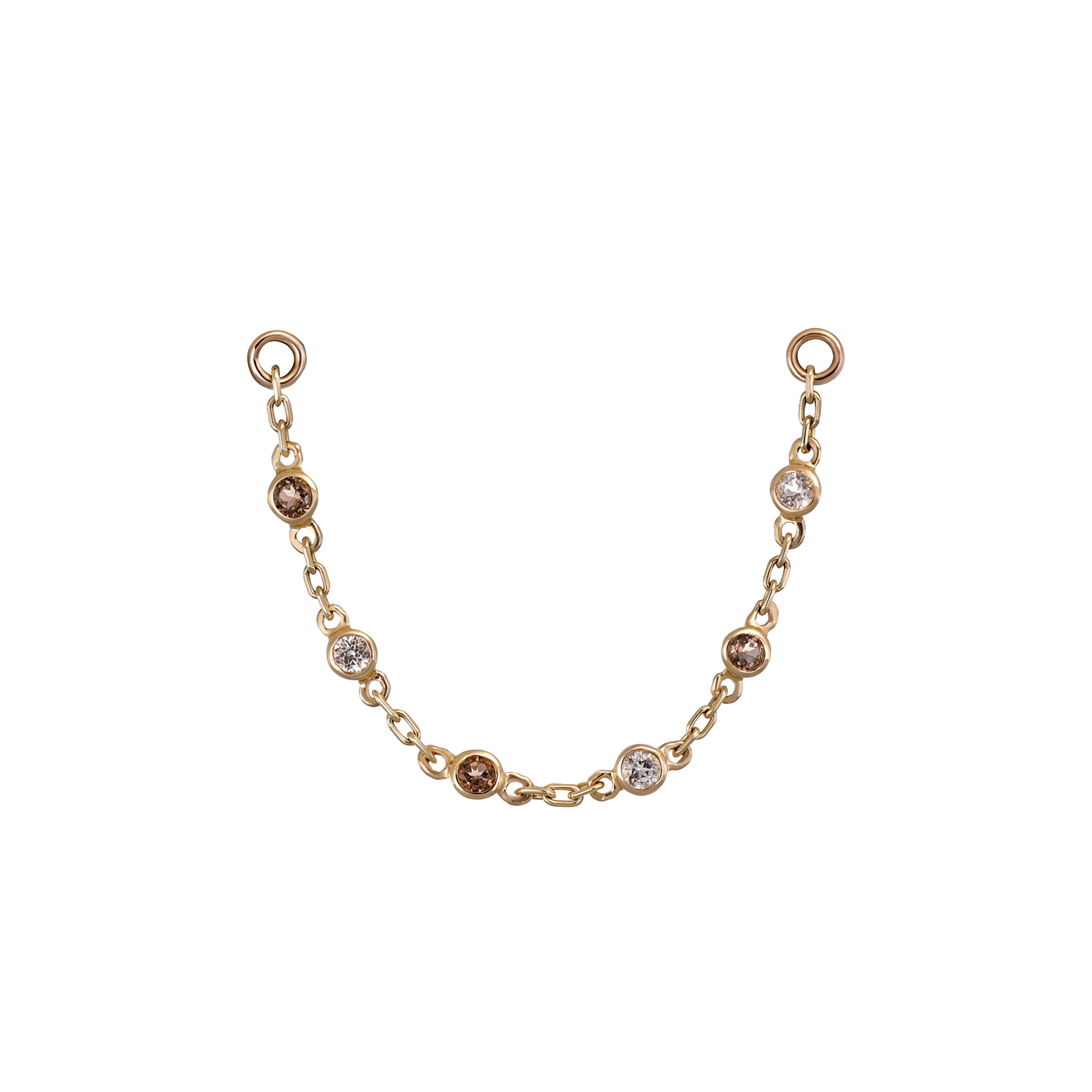 14K Gold Tiny Bezel Multi Gemstone Chain Attachment