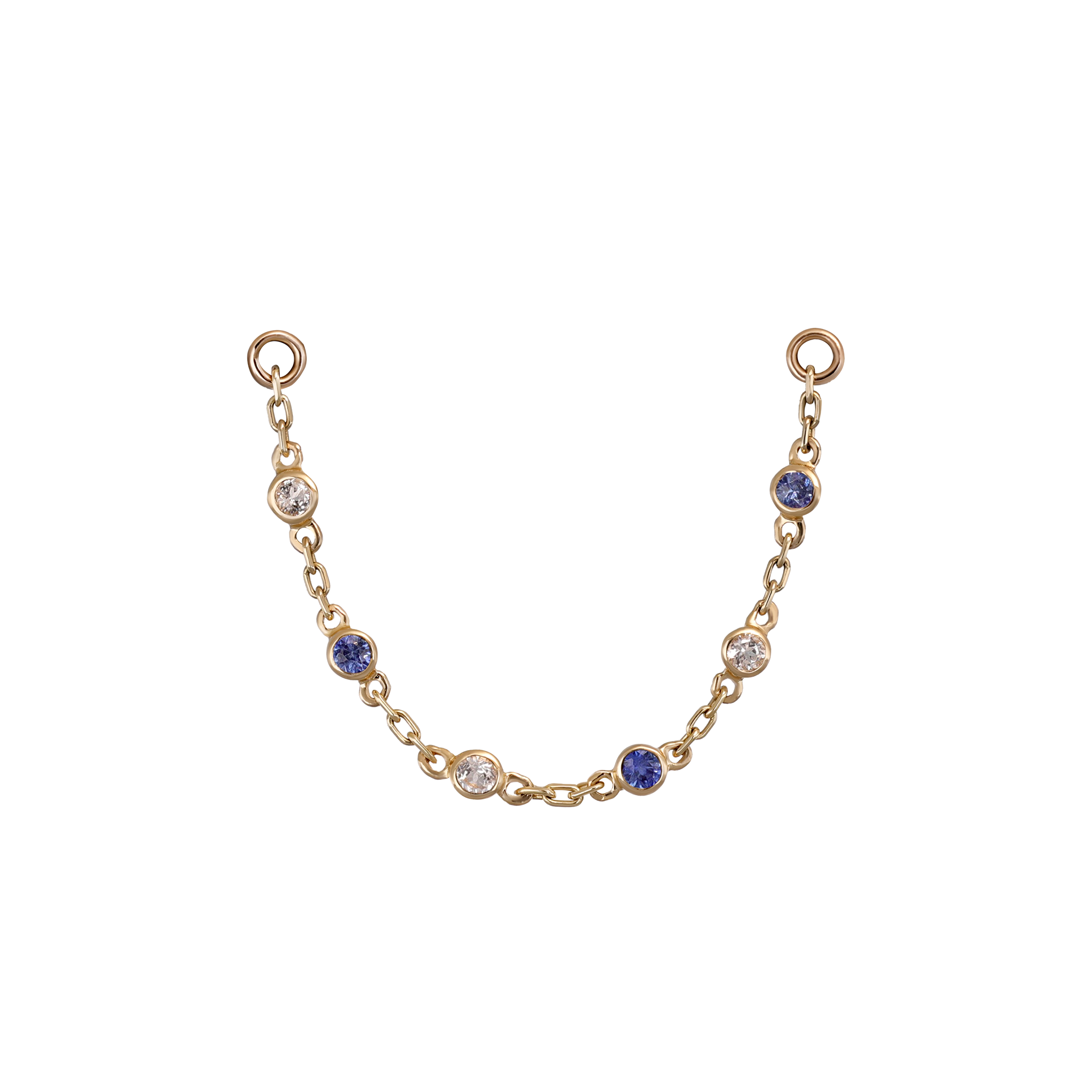 14K Gold Tiny Bezel Multi Gemstone Chain Attachment