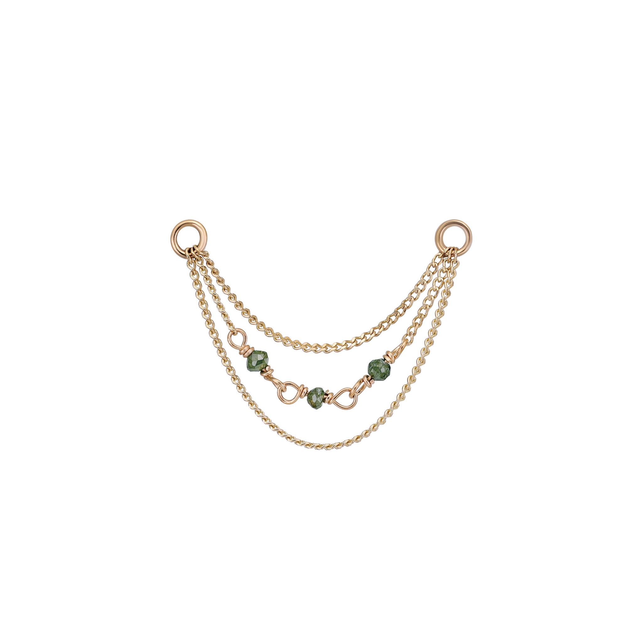 Sisley • Green Diamond Bead Triple Curb Chain 22mm