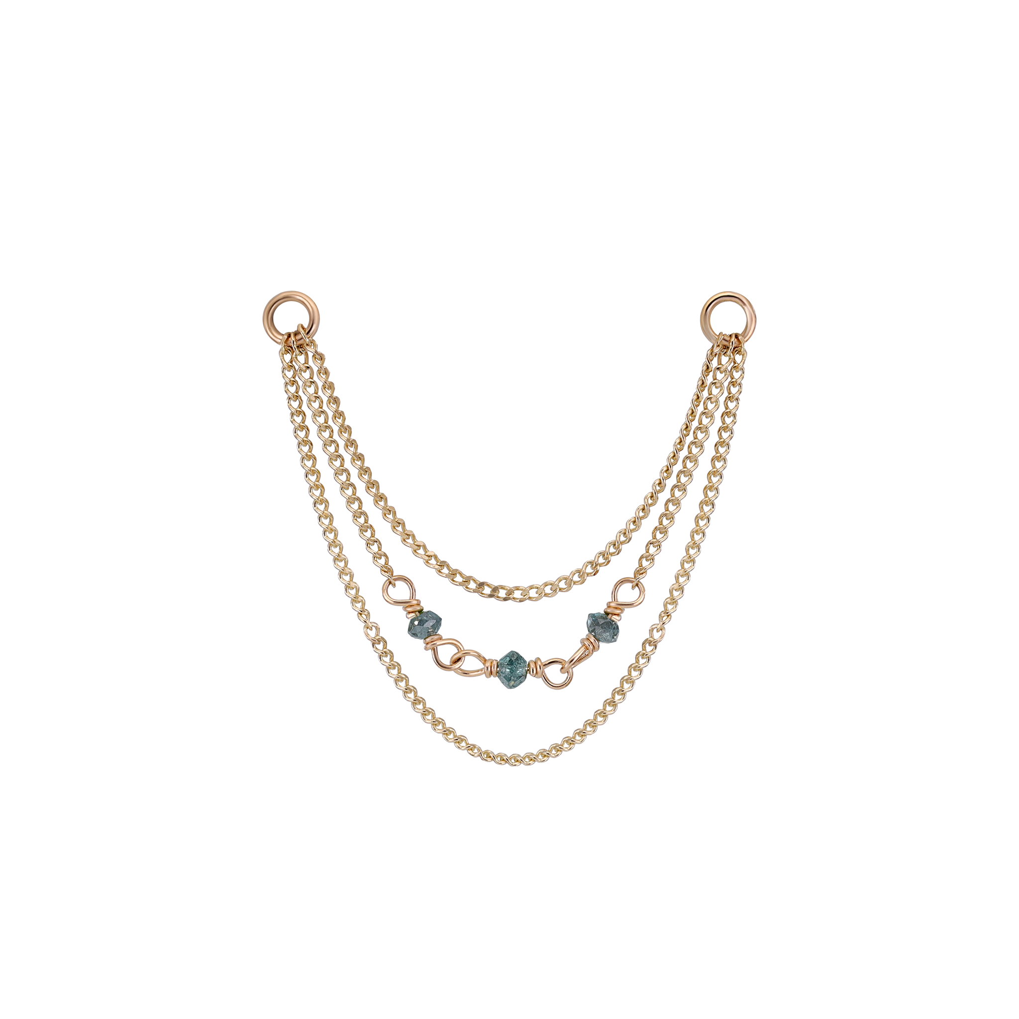 Sisley • Natural Diamond Bead Triple Curb Chain 32mm
