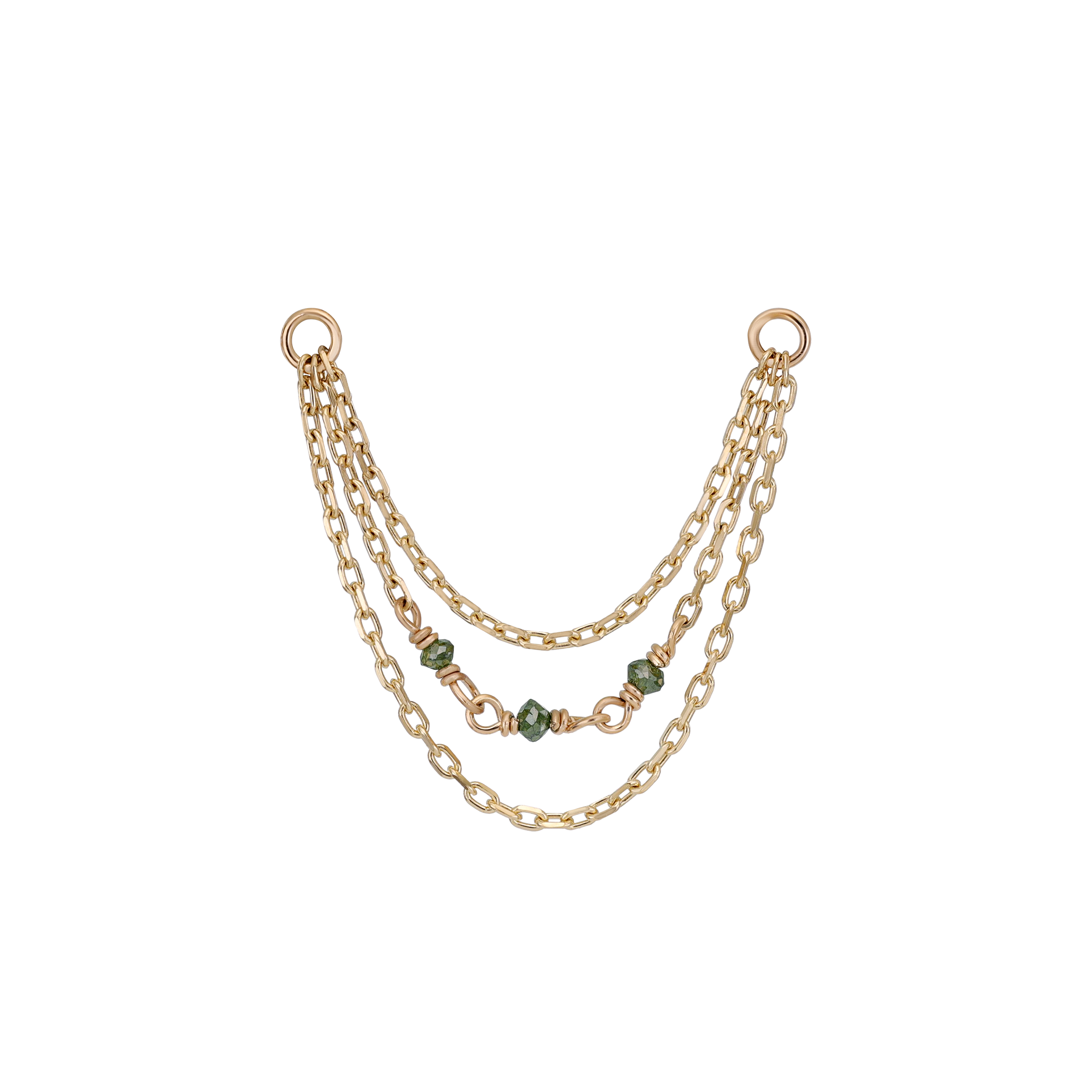 Sisley • Green Diamond Bead Triple Cable Chain